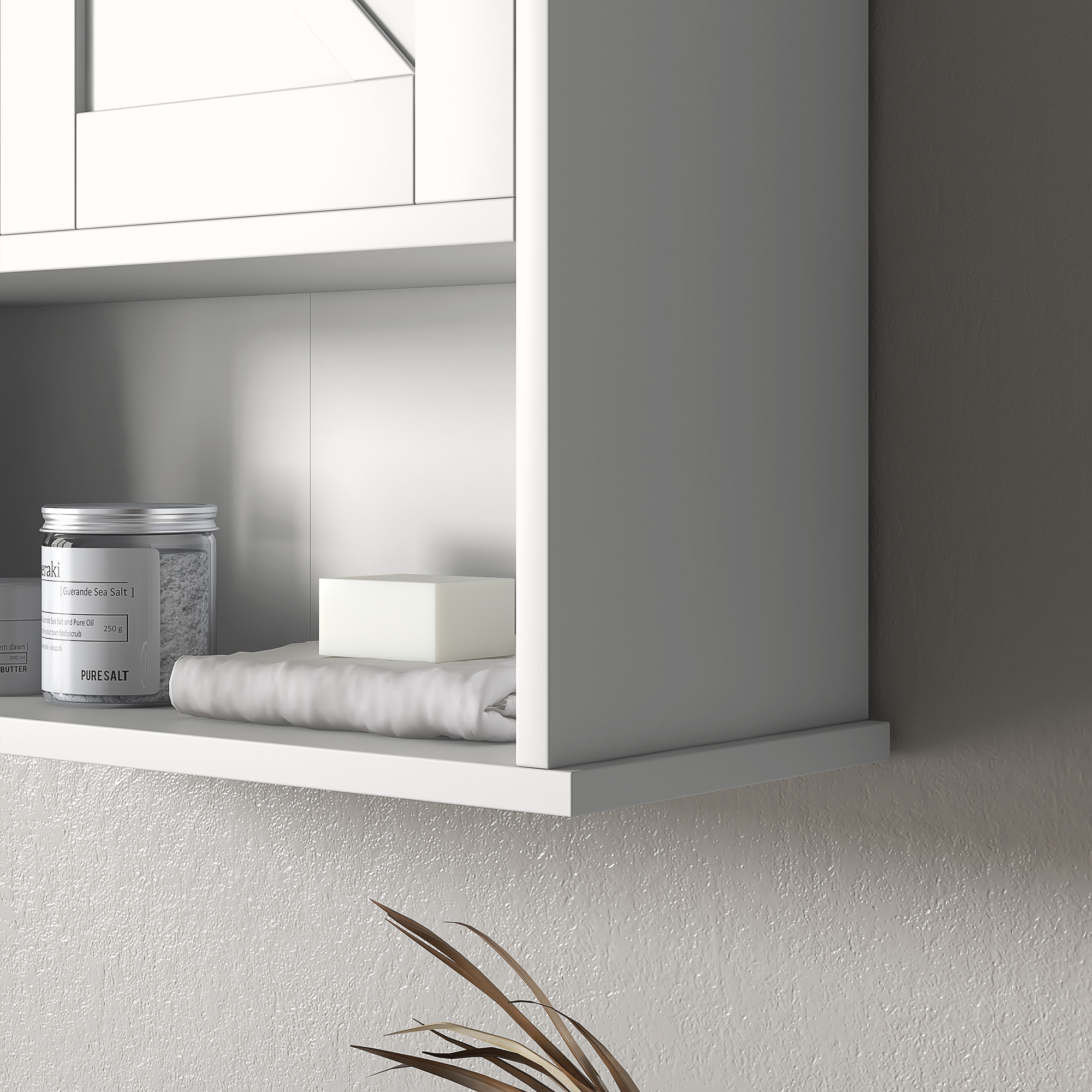 Kleankin Rustic Wall Organizer: White Farmhouse Medicine Cabinet with Barn Doors & Shelf | Aosom.com 6
