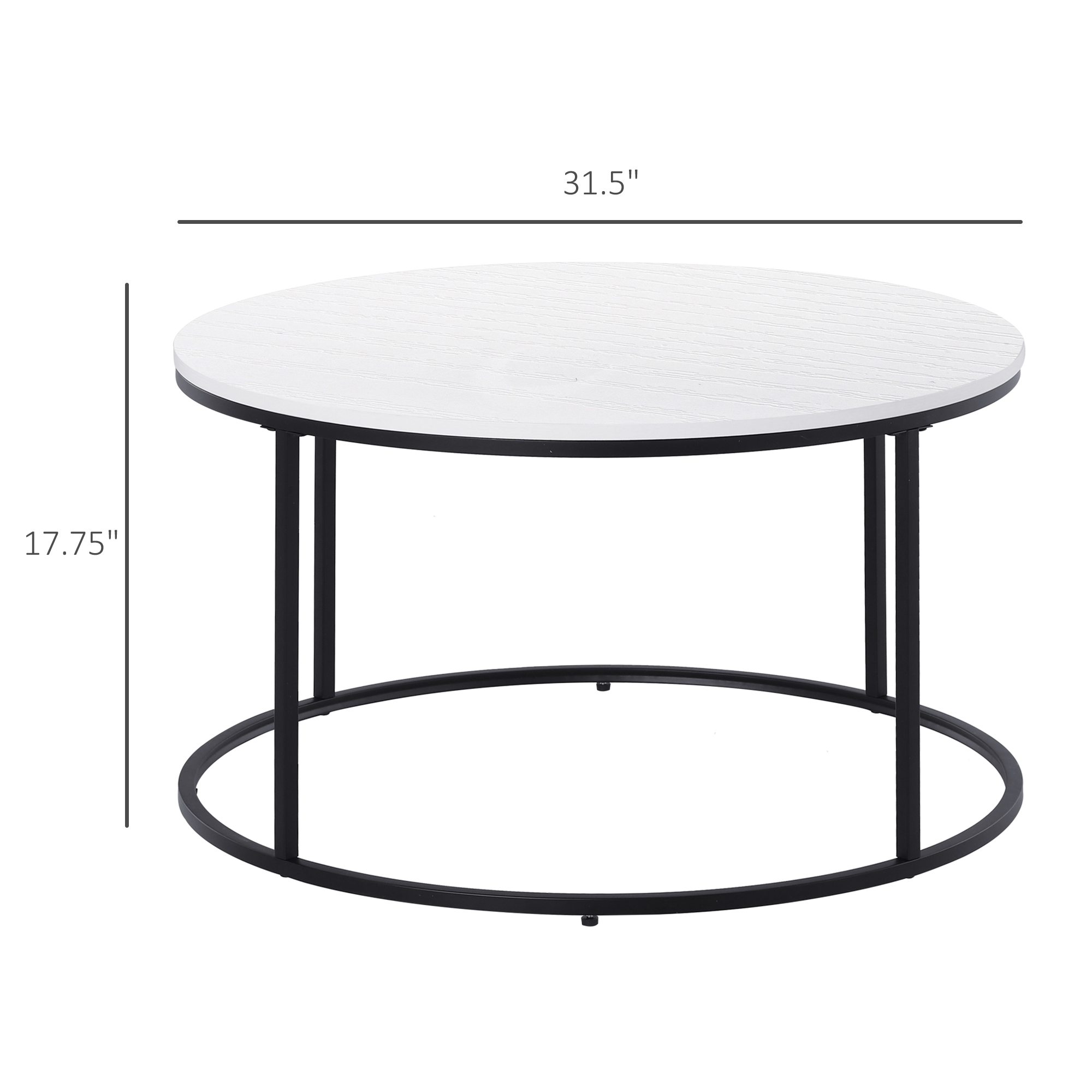 HOMCOM Minimalist Living: 32 White Round Coffee Table with Black Metal Frame | Aosom.com 1