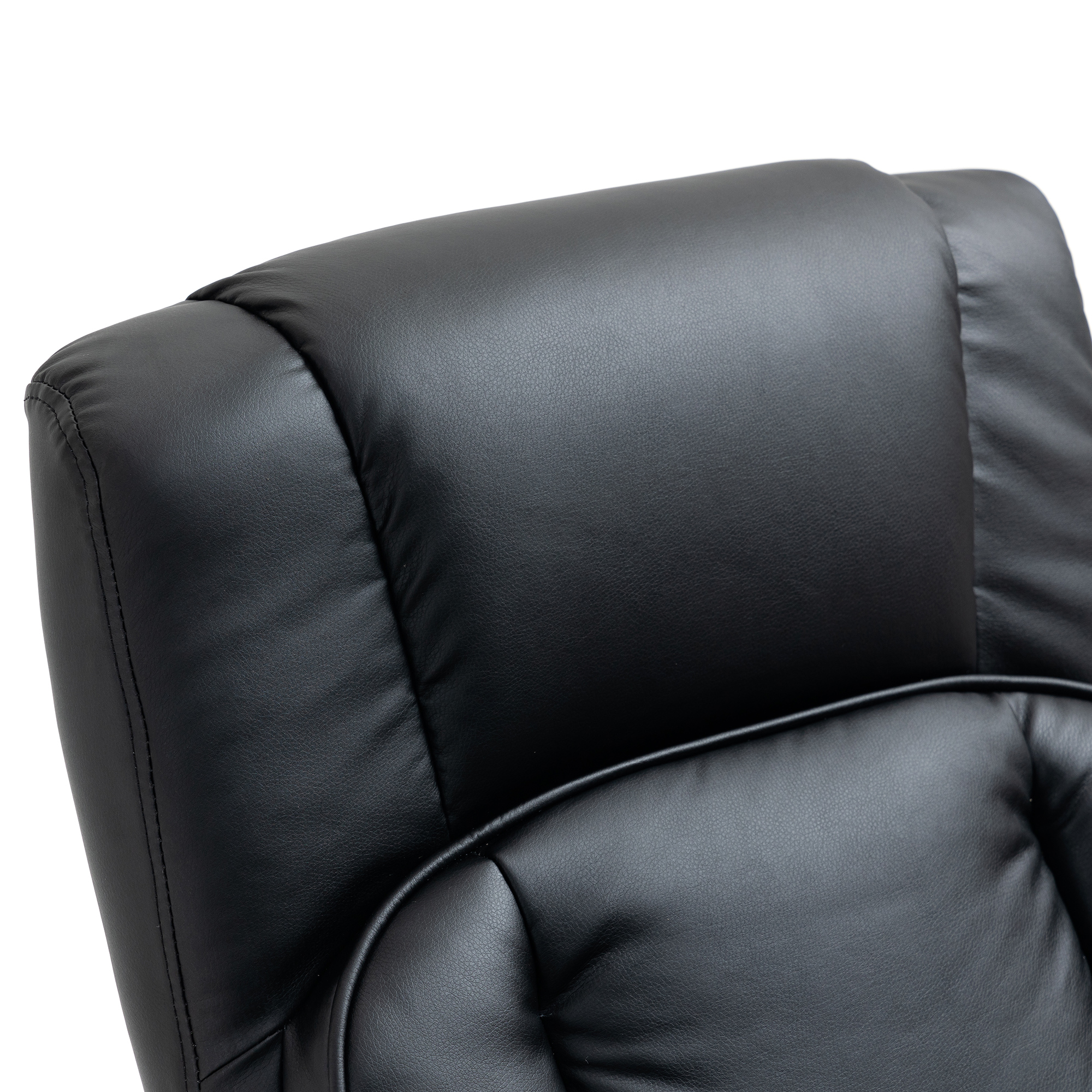 HOMCOM Swivel Recliner Black Manual PU Leather Armchair with Ottoman for Living Room Office Bedroom | Aosom.com 5