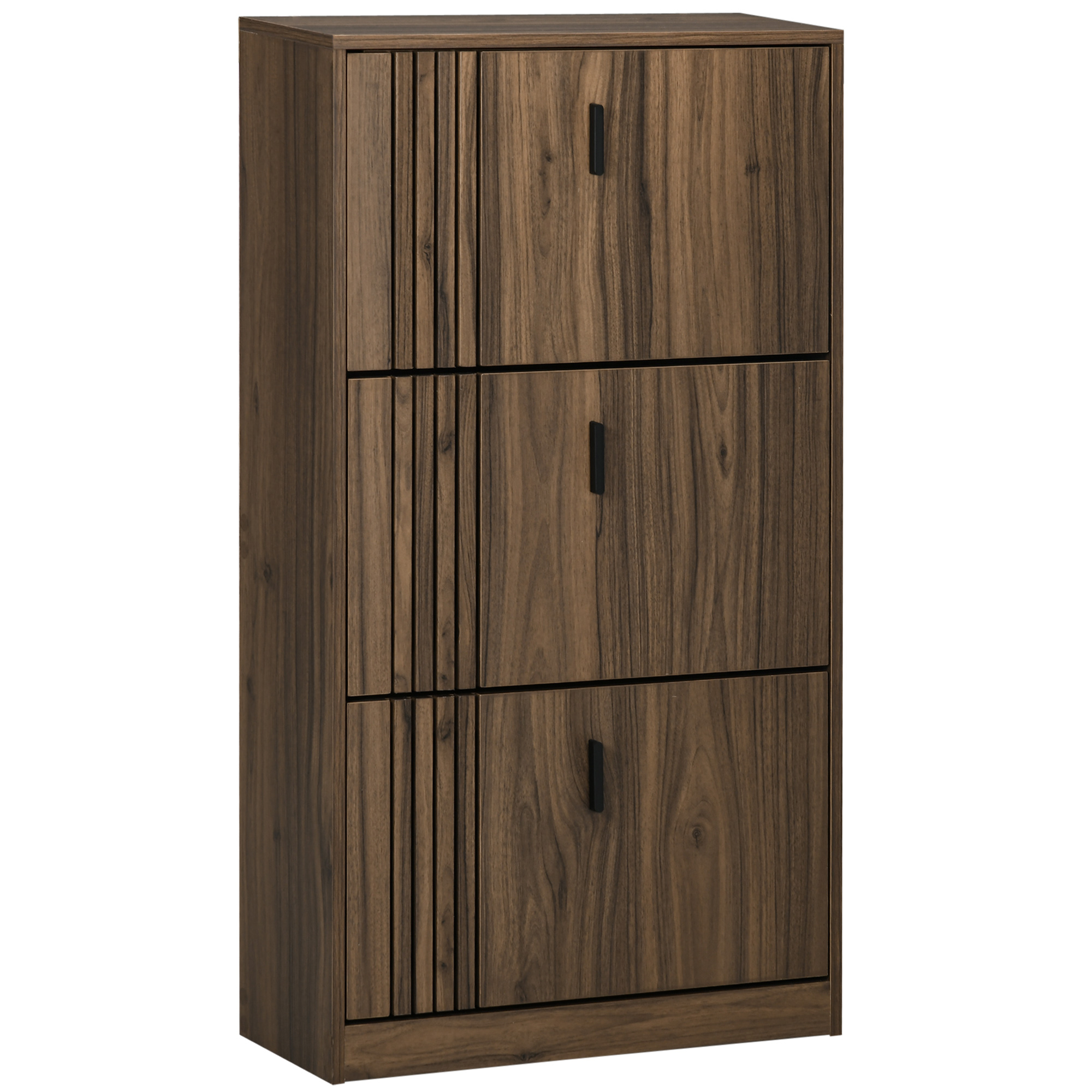 Footwear Organizer Organizer Unit Organizer for 18 Pairs of Shoes with 3 Flip Drawers and Adjustable-Height Shelves, Walnut 1