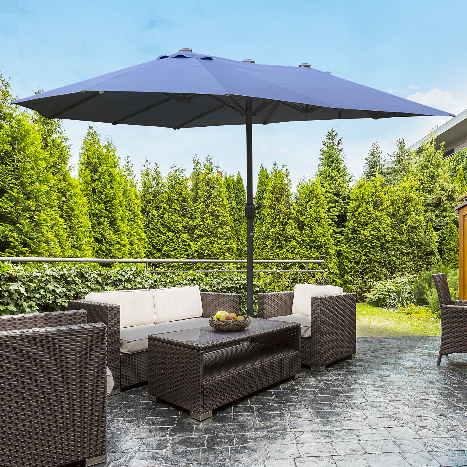 patio様 Outsunny Double-Sided Patio Umbrella, Dark Blue | Aosom.com