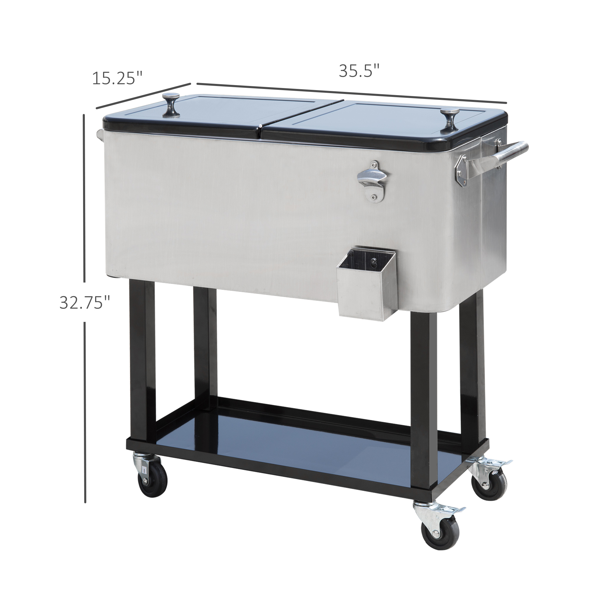 Outsunny 80 QT Rolling Ice Chest Portable Patio Party Drink
