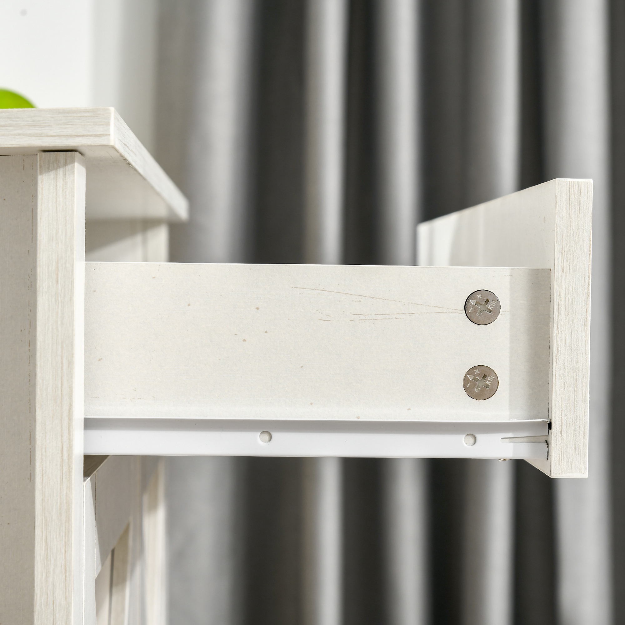 HOMCOM 32" Farmhouse Sideboard Buffet Cabinet with Drawer, Barn Door Style Accent Cabinet Organizer for Kitchen, Living Room & Entryway, White Wash 6