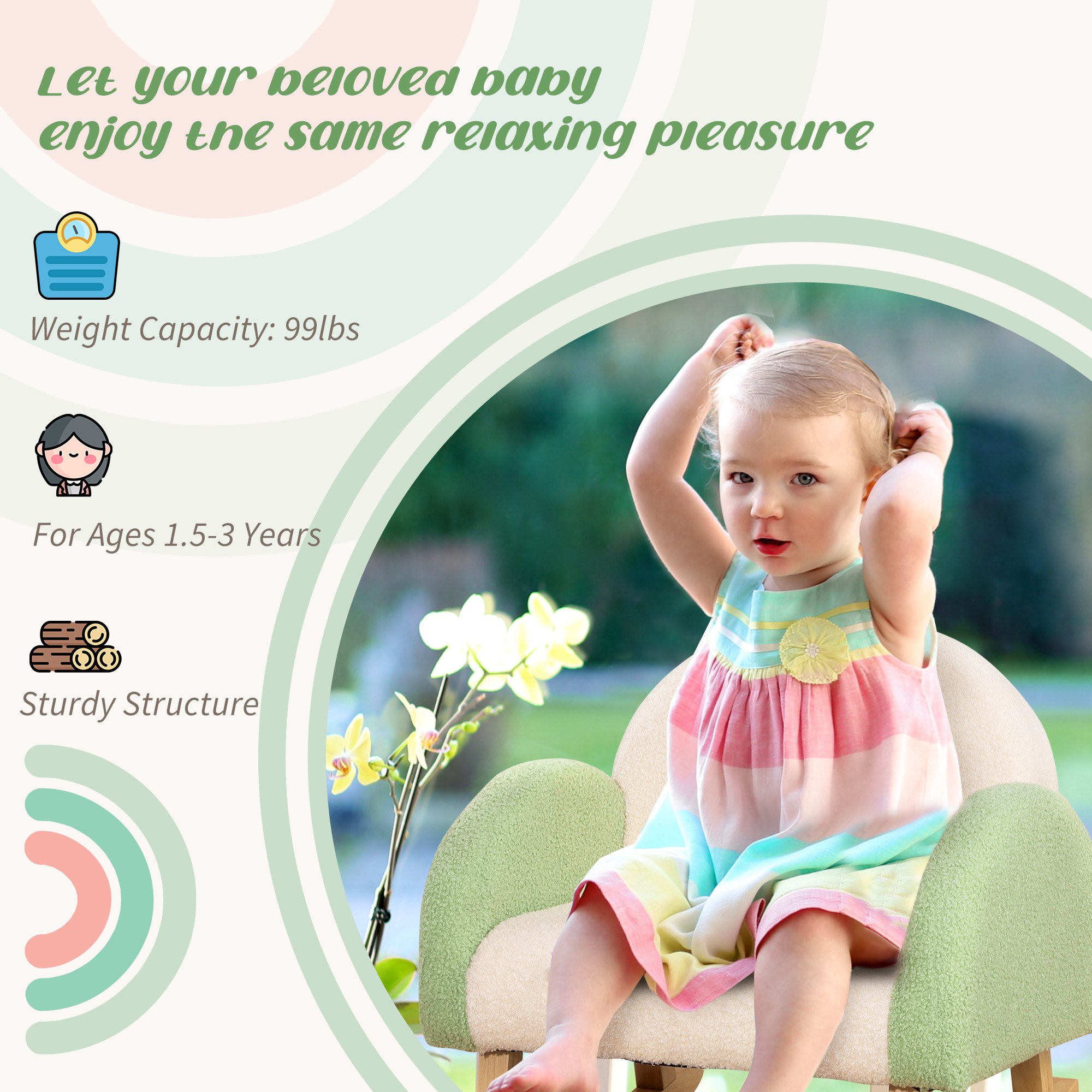 Qaba Green Rocking Sofa Chair for Kids Comfortable Toddler Lounge Chair for Ages 3-5 Perfect Gift | Aosom.com 5