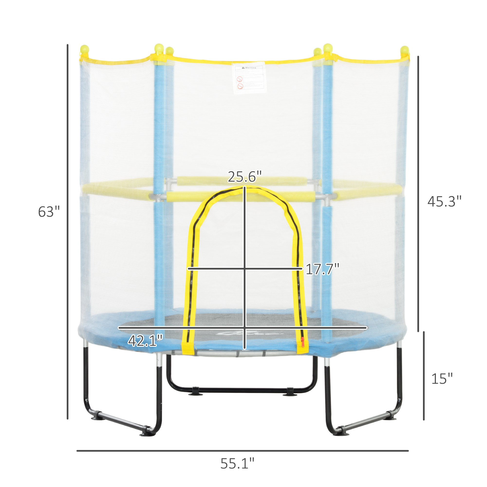 Qaba 4.6FT Trampoline for Kids with Safety Enclosure Net, for 3-6 Years Old, Gifts for Boys & Girls, Light Blue 1