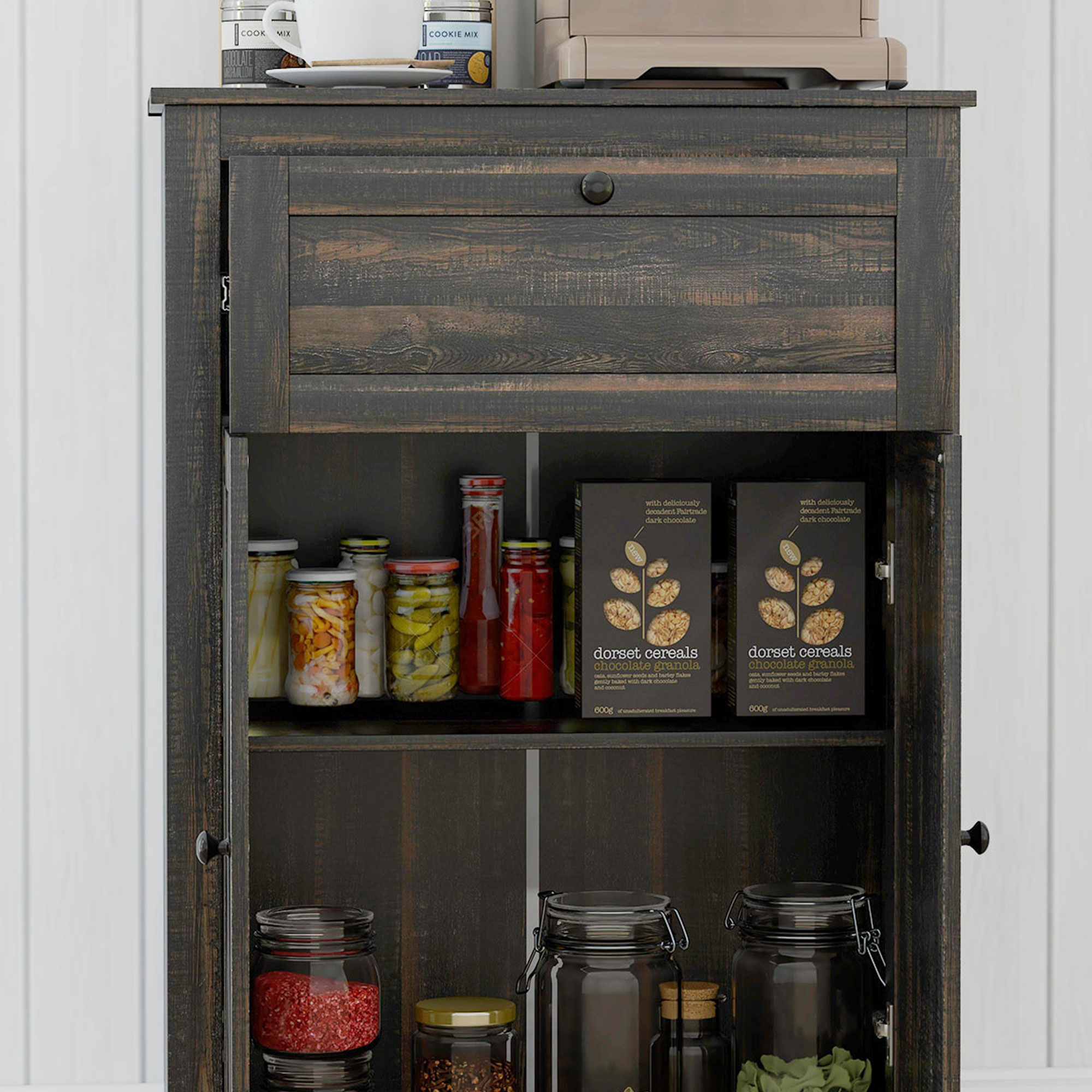 HOMCOM Sideboard Buffet Storage Cabinet, Small Free Standing Cabinet with Doors and Drawer for Kitchen, Living room, Dark Brown | Aosom.com 5