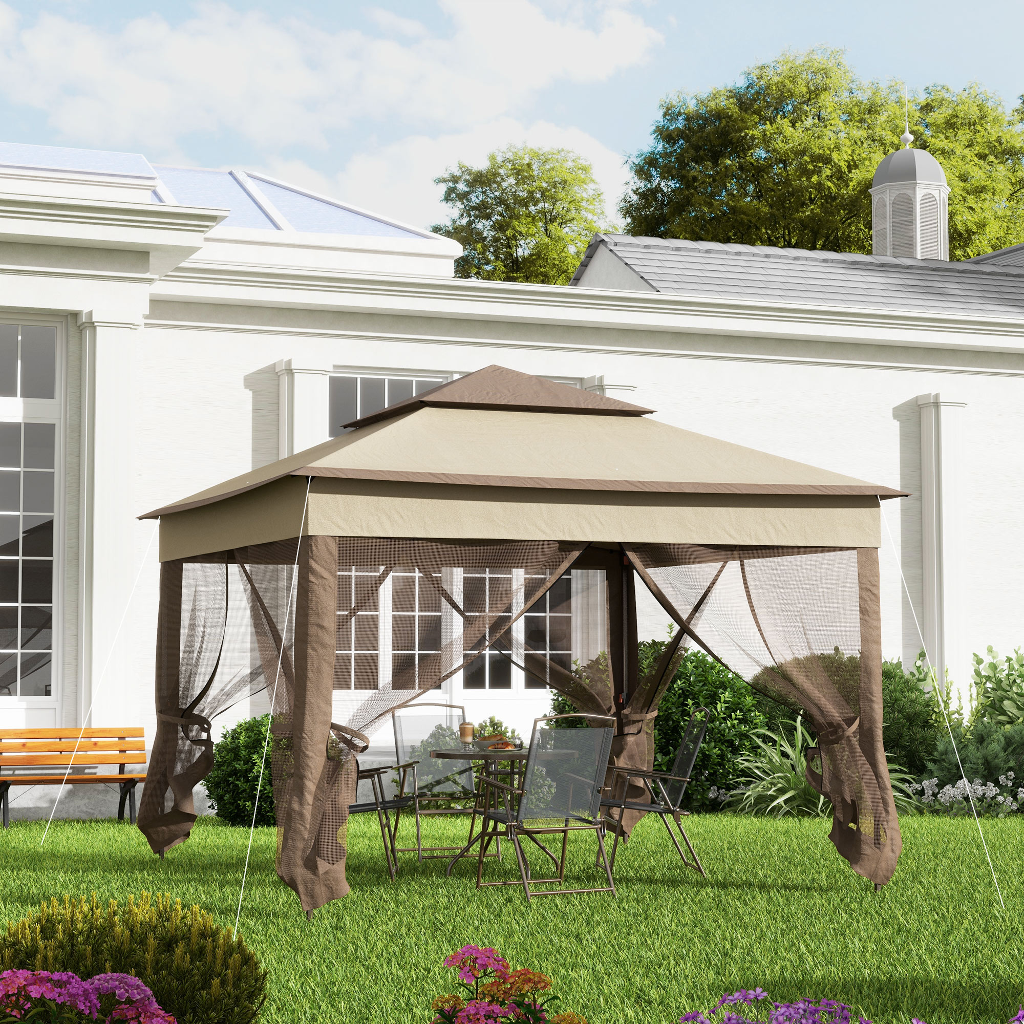 Tente Garage Carport Dim. 5L X 3l X 2,4H M Acier Galvanisé Robuste PE Haute Densite 190 G M2 Impermeable Anti Uv Gris