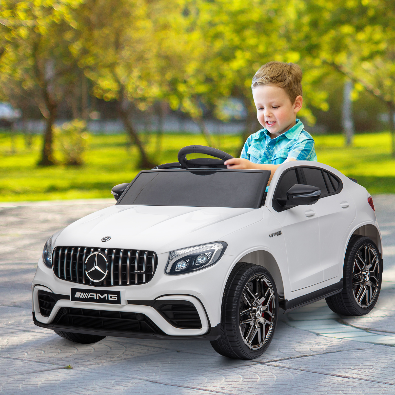 Aosom Licensed Toy Mercedes-Benz AMG Kids Ride-On Car, White