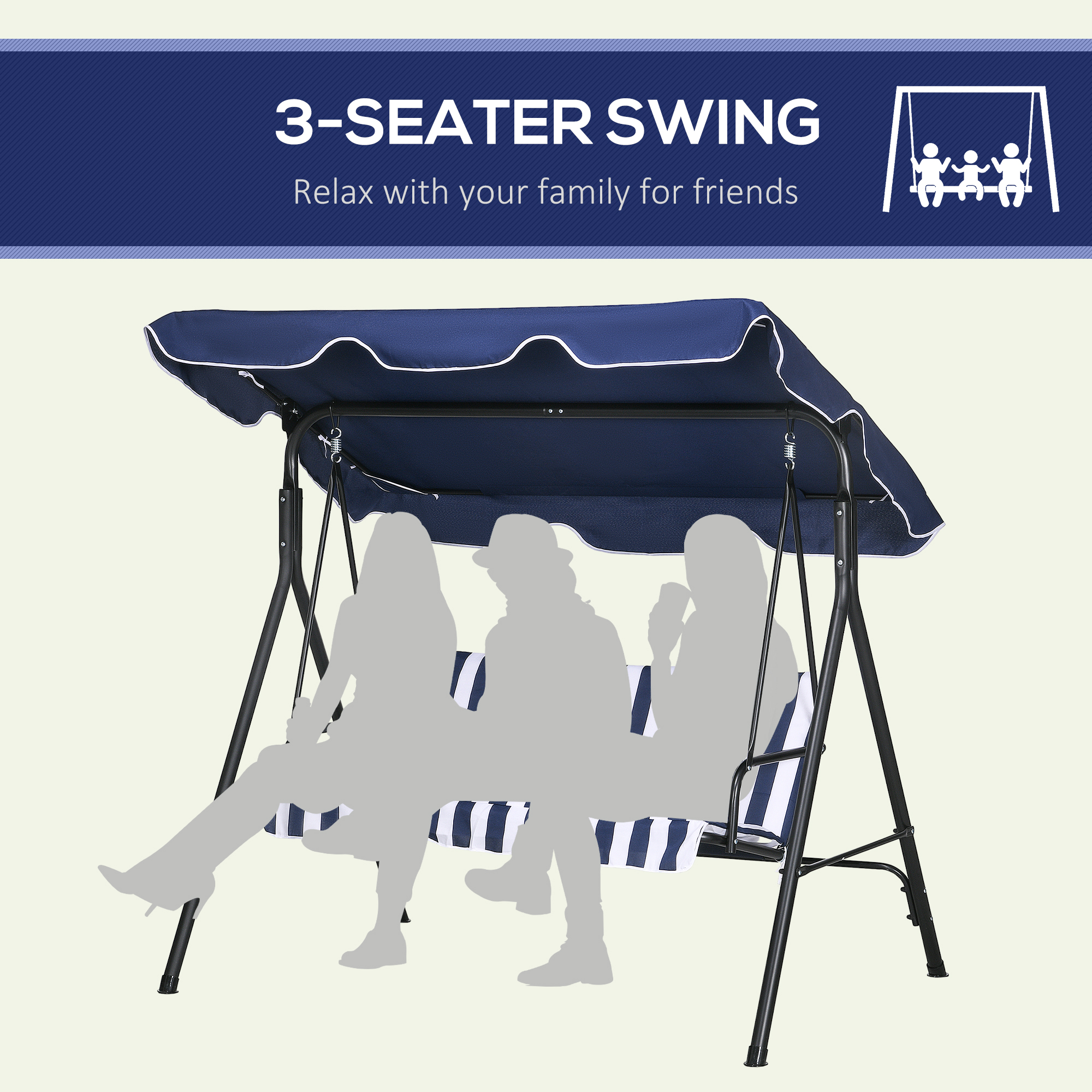 誕生日プレゼント Outsunny 3-Seat Cushion with Chair Swing Patio Outdoor パーツ