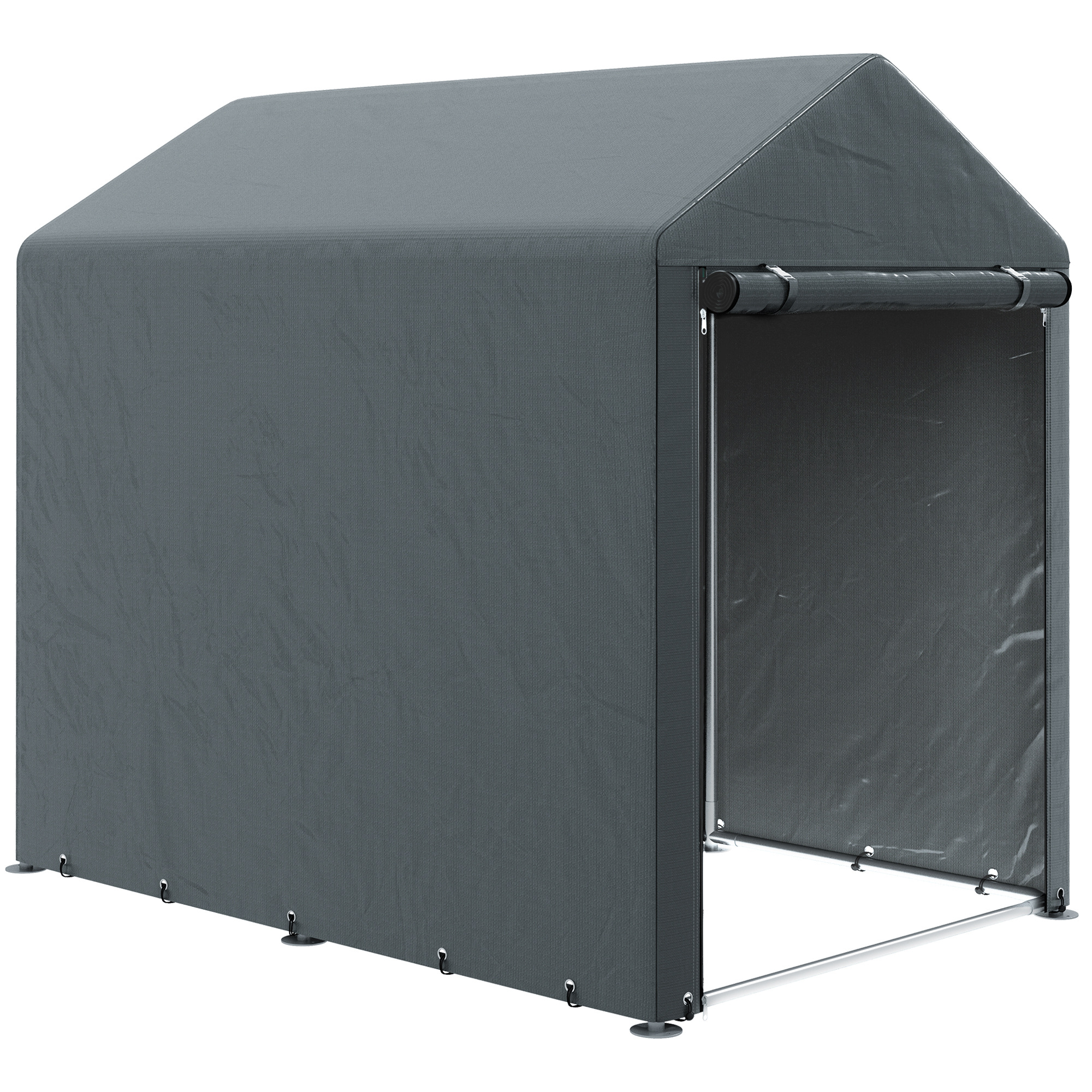 Outsunny 4 x 6ft Motorcycle and Bike Storage Shed with Roll-up
