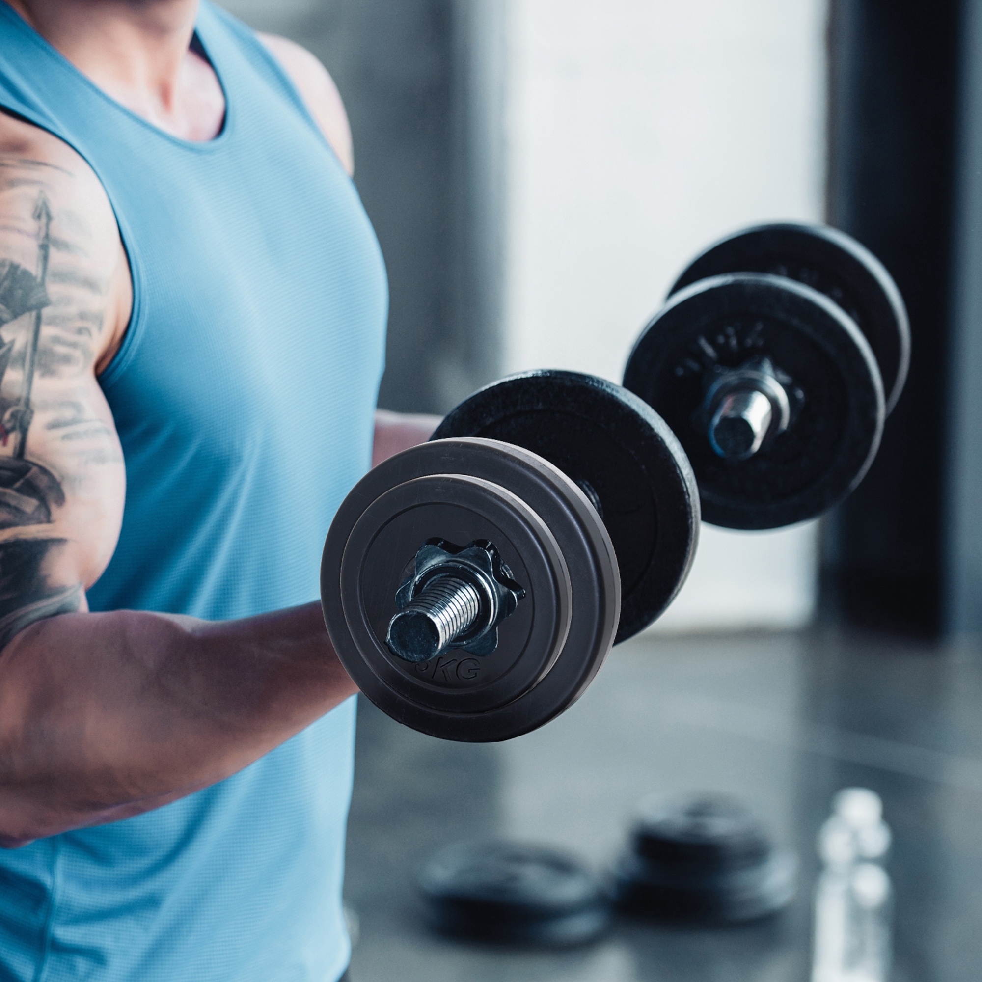 Soozier Dumbbell Weight Set: 4pc Kit with 2x 11lbs Barbells & Durable Weight Plates for Home Fitness Training, Black Aosom Canada