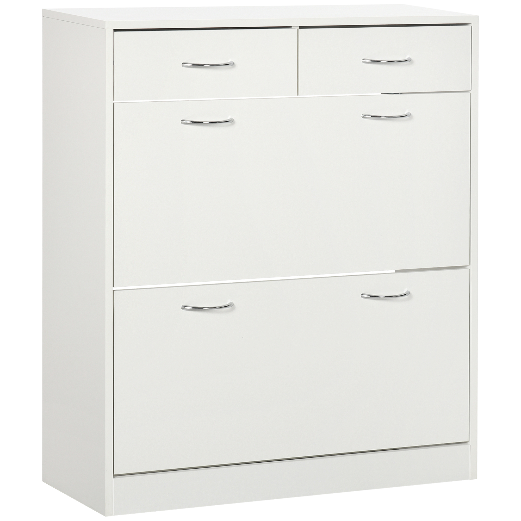 HOMCOM Narrow Shoe Storage with Flip Drawers and Adjustable