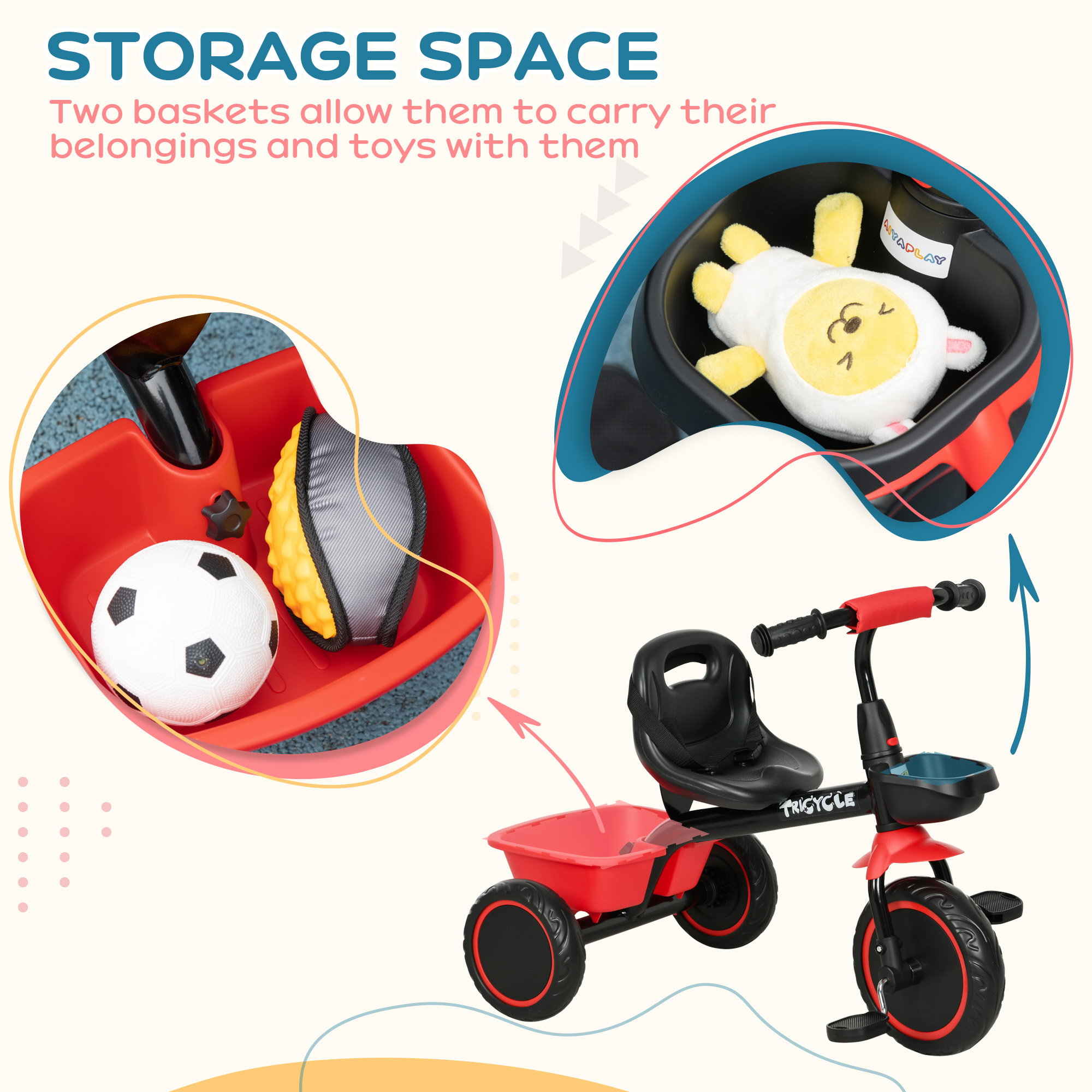 Qaba Tricycle for Toddler 2-5 Year Old Girls and Boys