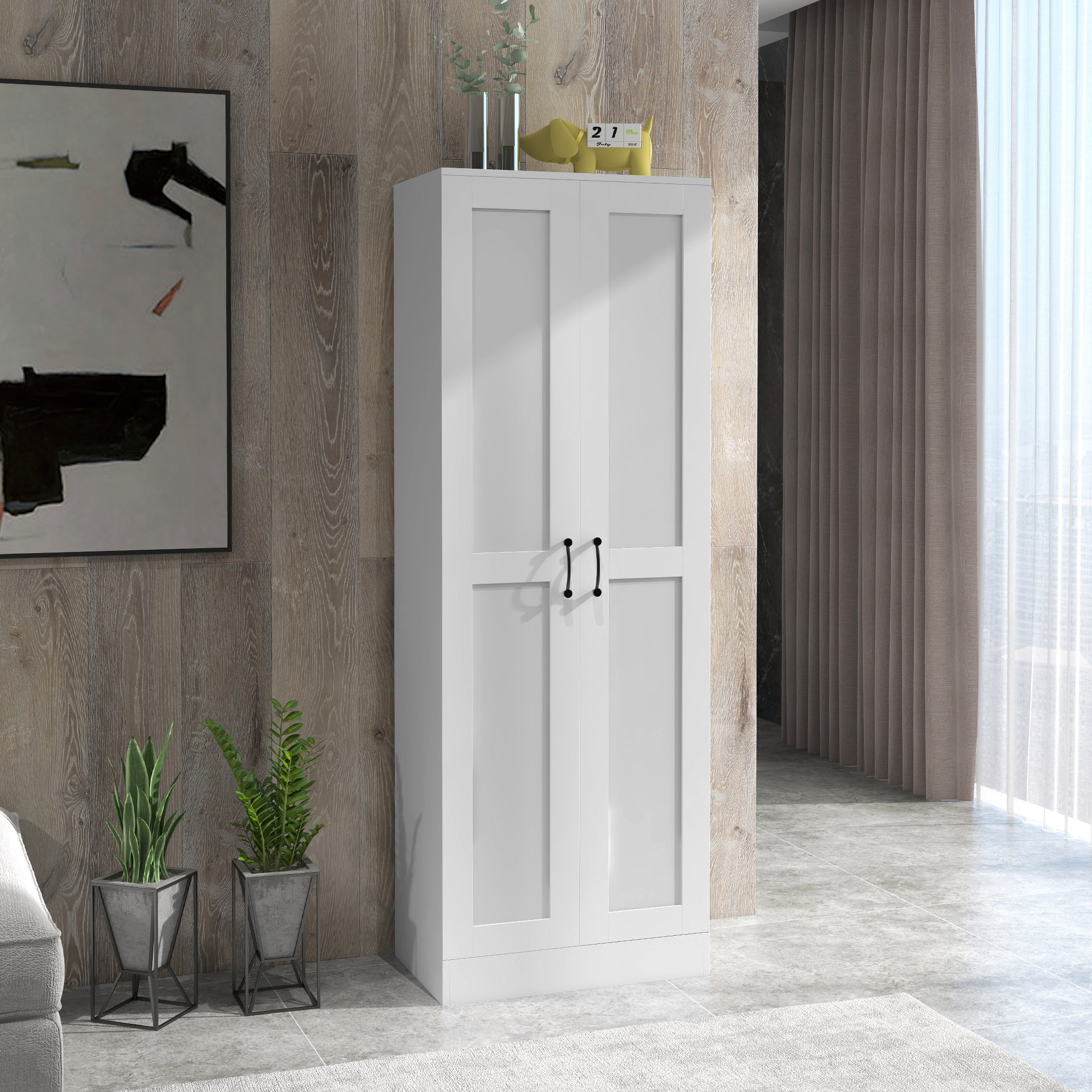 HOMCOM Modern Tall Storage Cabinet White Kitchen Pantry Soft Close Doors Shelves Dining Room Living Area | Aosom Canada