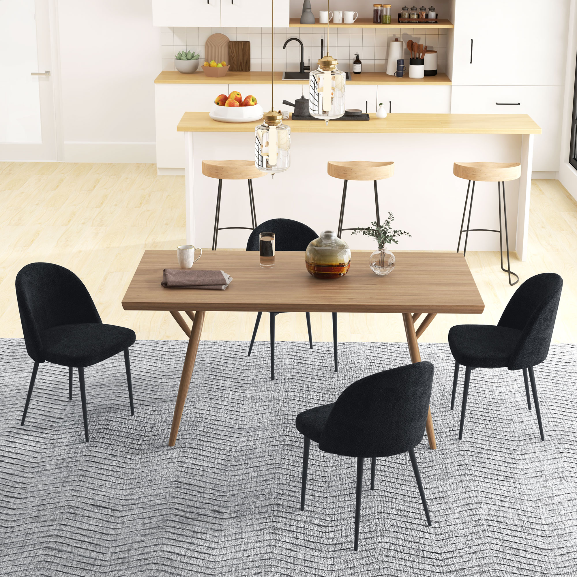 HOMCOM Modern Dining Chairs, Mid-Back Velvet-touch Upholstery Side ...
