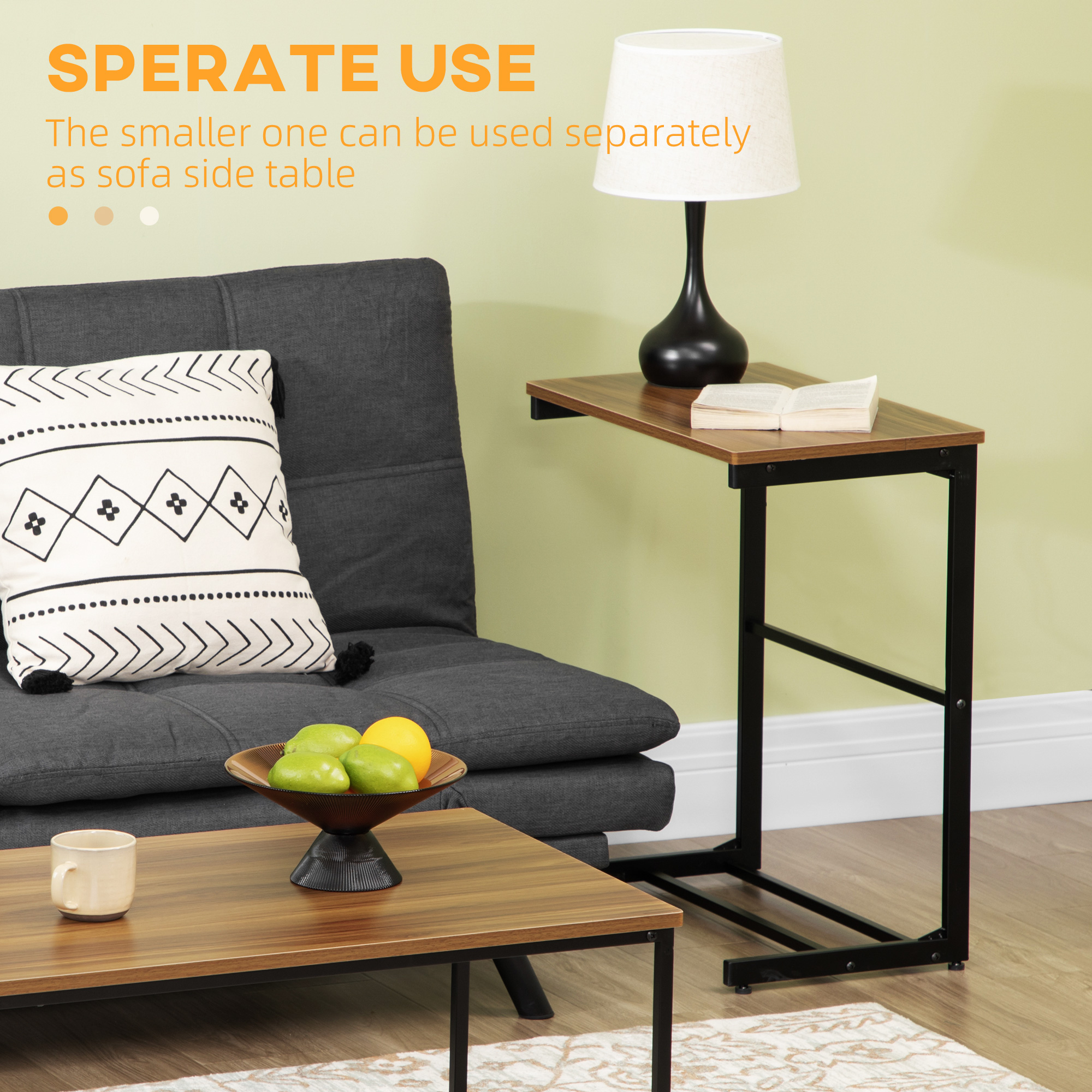 HOMCOM Nesting Tables Set of 2 Industrial Style Metal Frame Living Room | Aosom.com 3