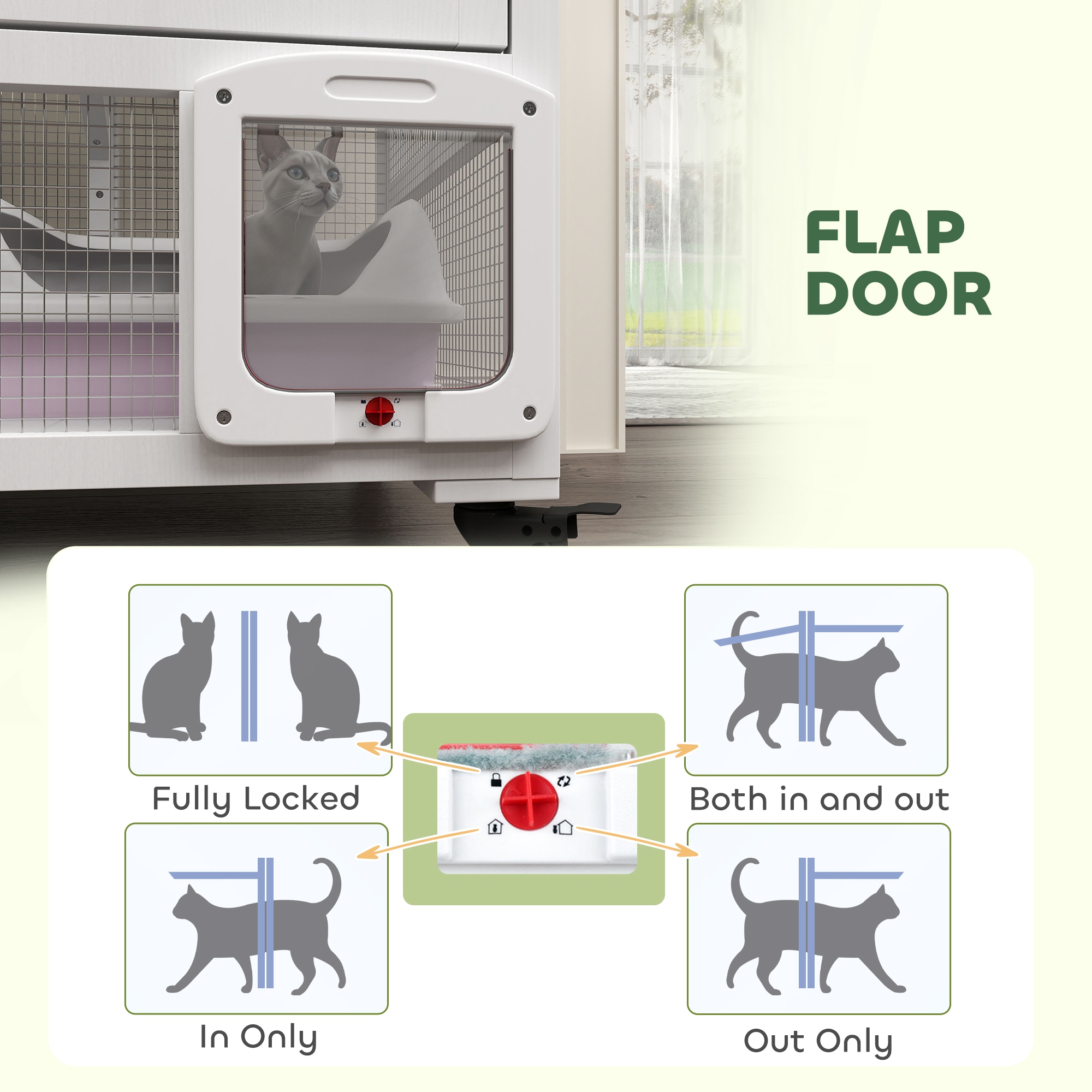 PawHut Cat House, Indoor Cat Enclosure on Wheels with Openable Top