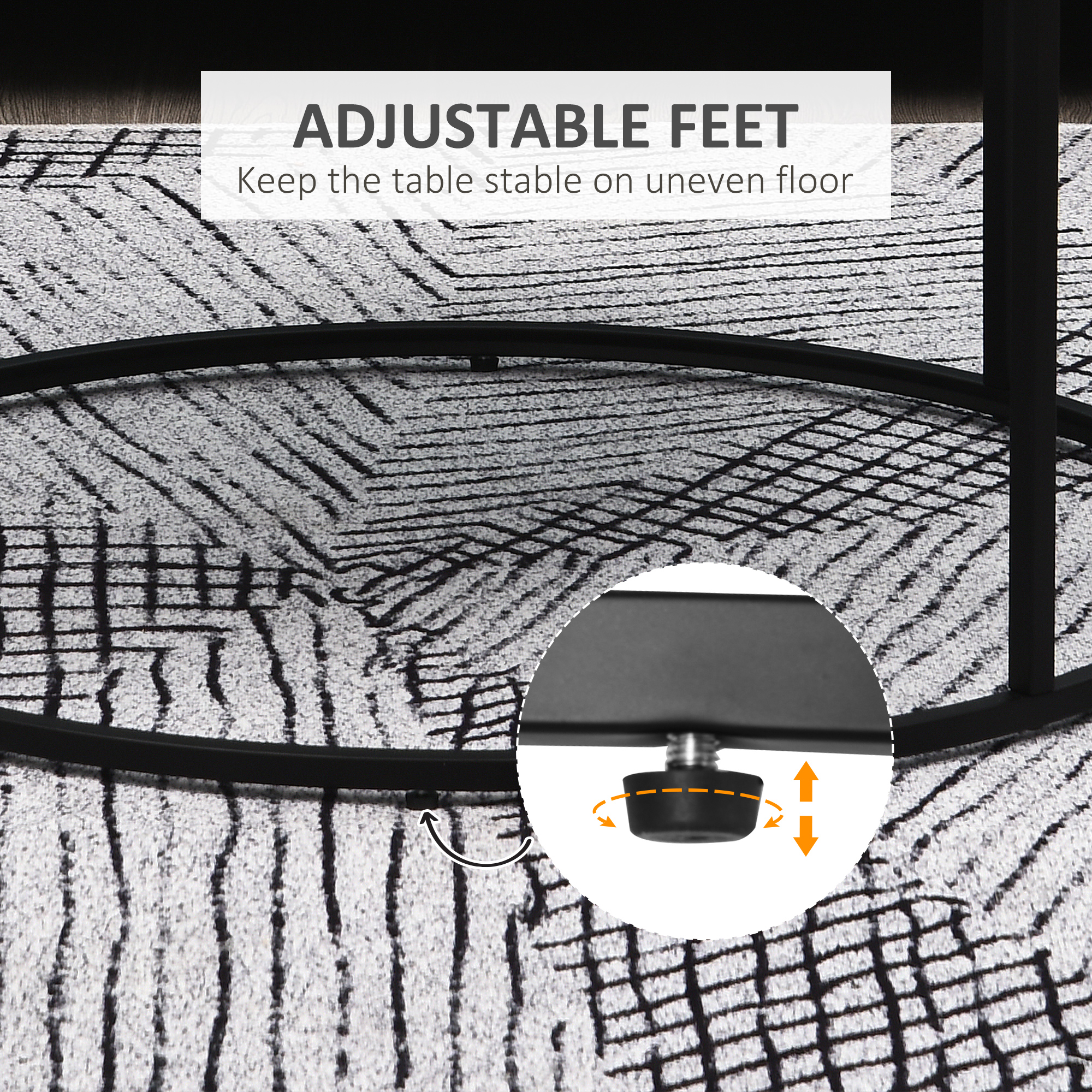 HOMCOM Minimalist Living: 32 White Round Coffee Table with Black Metal Frame | Aosom.com 5