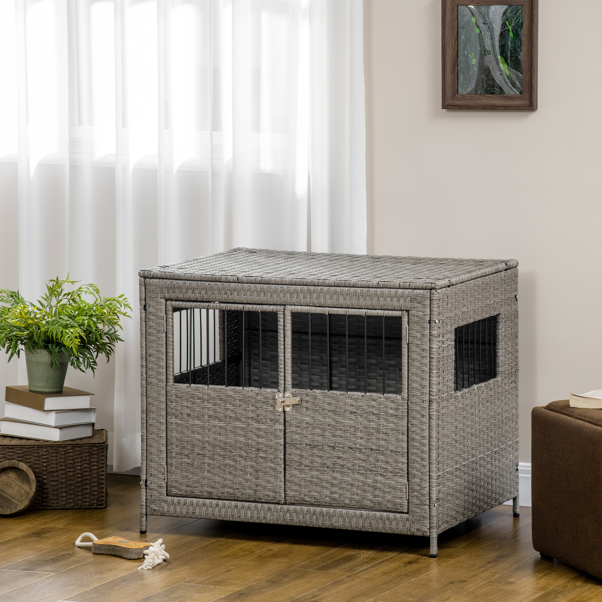 Photo inspiration: Curated Wicker Dog Crate Interior Gallery View