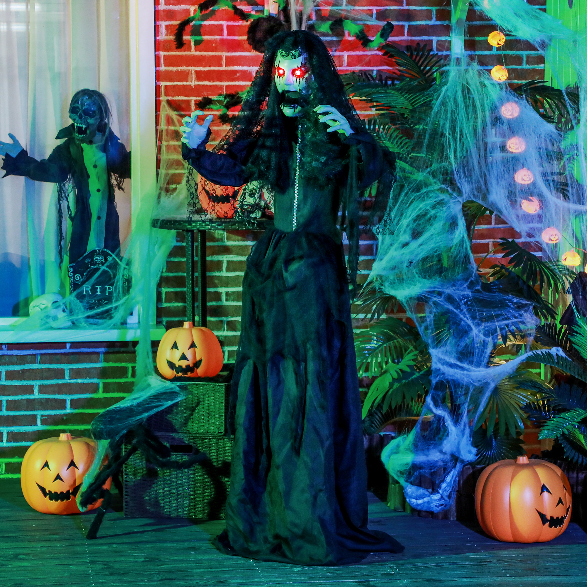 【未使用・美品・超レア】2007HALLOWEEN・真っ黒コスチューム・プルート HOMCOM 5.6' Life Size Zombie Bride, Outdoor Halloween Decoration