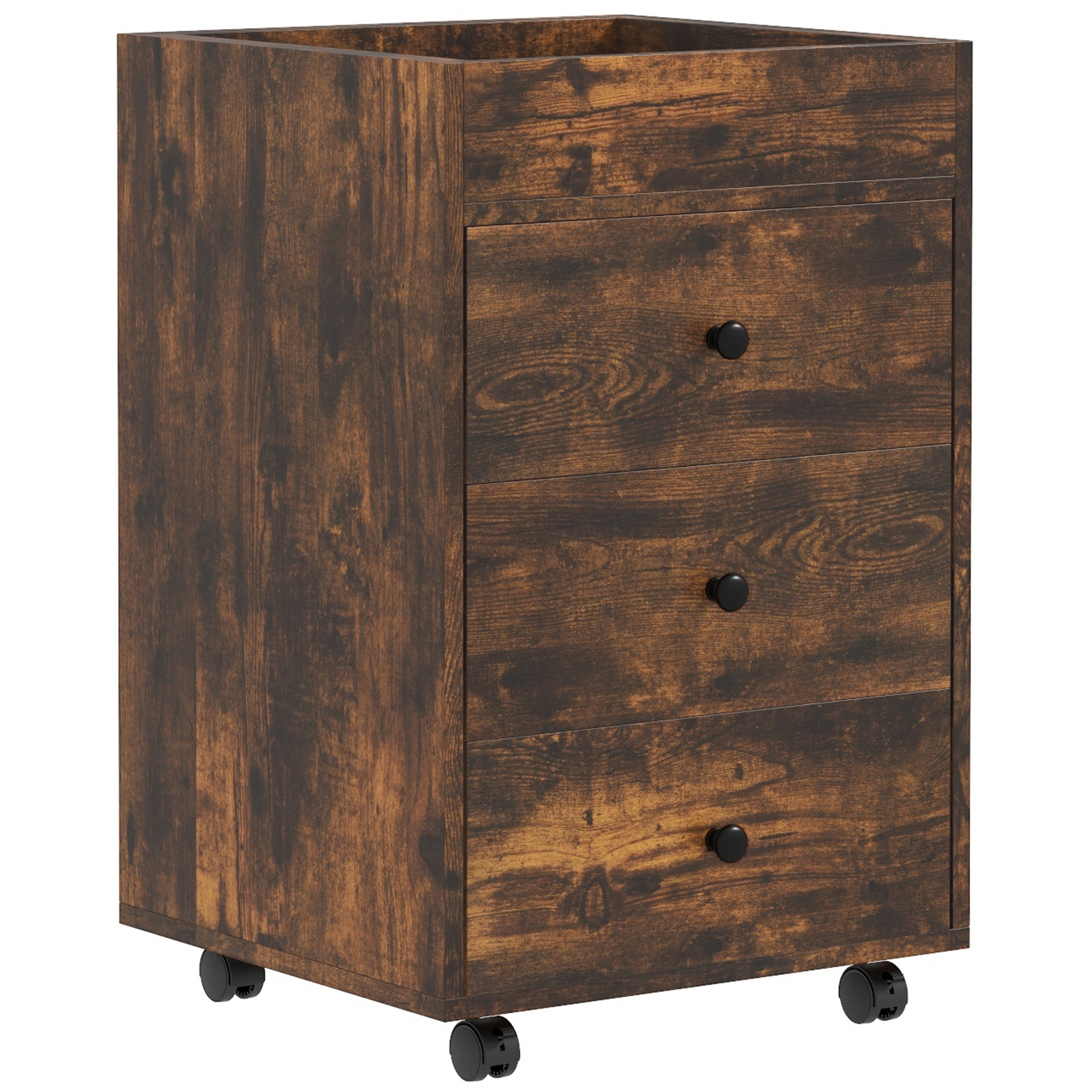 TUKAILAi Rolling File Cabinet With Lock & Charging Station - Mobile Office Storage With Wheels, Black