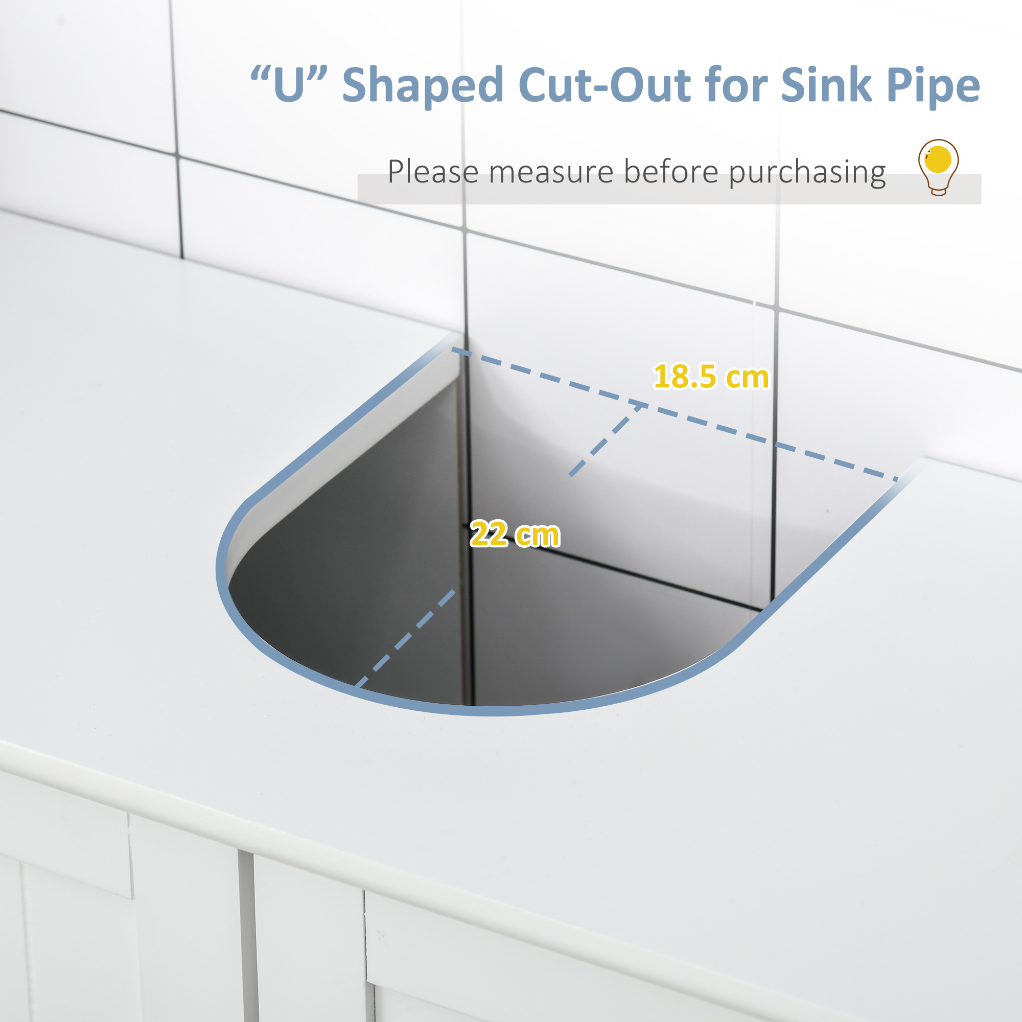 kleankin Pedestal Sink Cabinet White Bathroom Vanity Storage with U-Shape Cut-Out Adjustable Shelf | Aosom.com 2