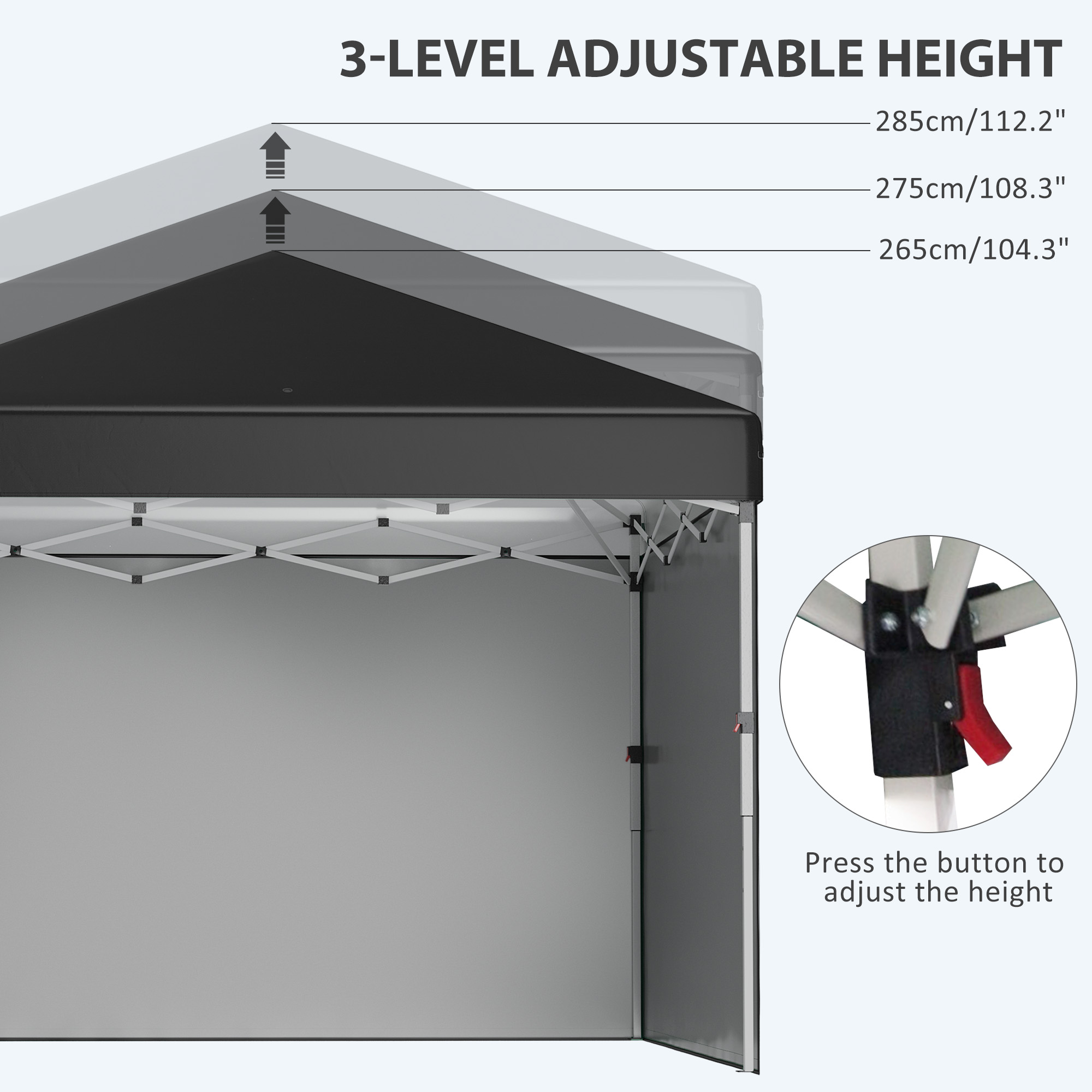 Outsunny 10' x 10' Pop Up Canopy with 3 Sidewalls, Leg