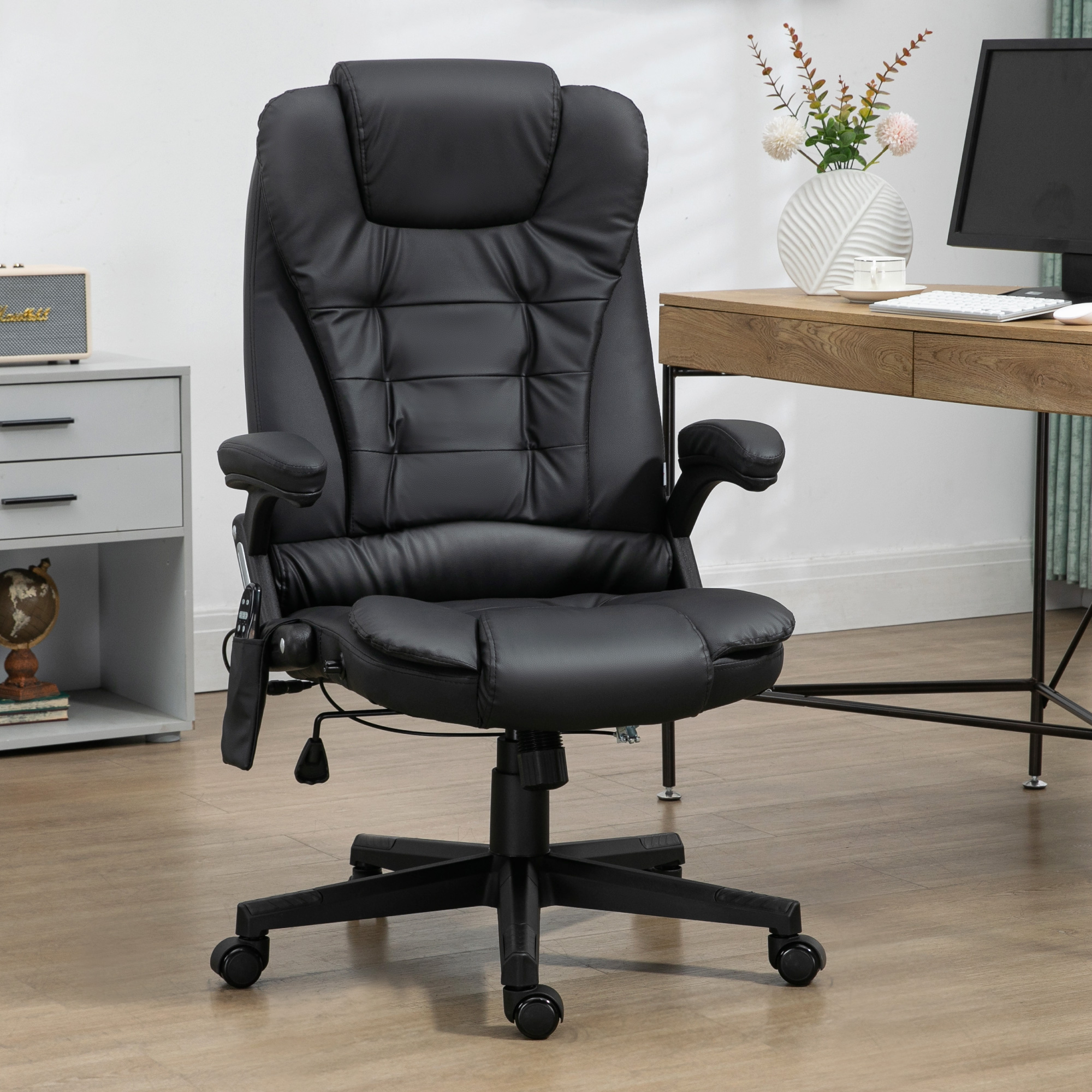 sgs executive office massage chair heated vibrating ergonomic computer chair Heated Executive Office Chair W/Massage Desk Chair Leather Computre Chair  Black