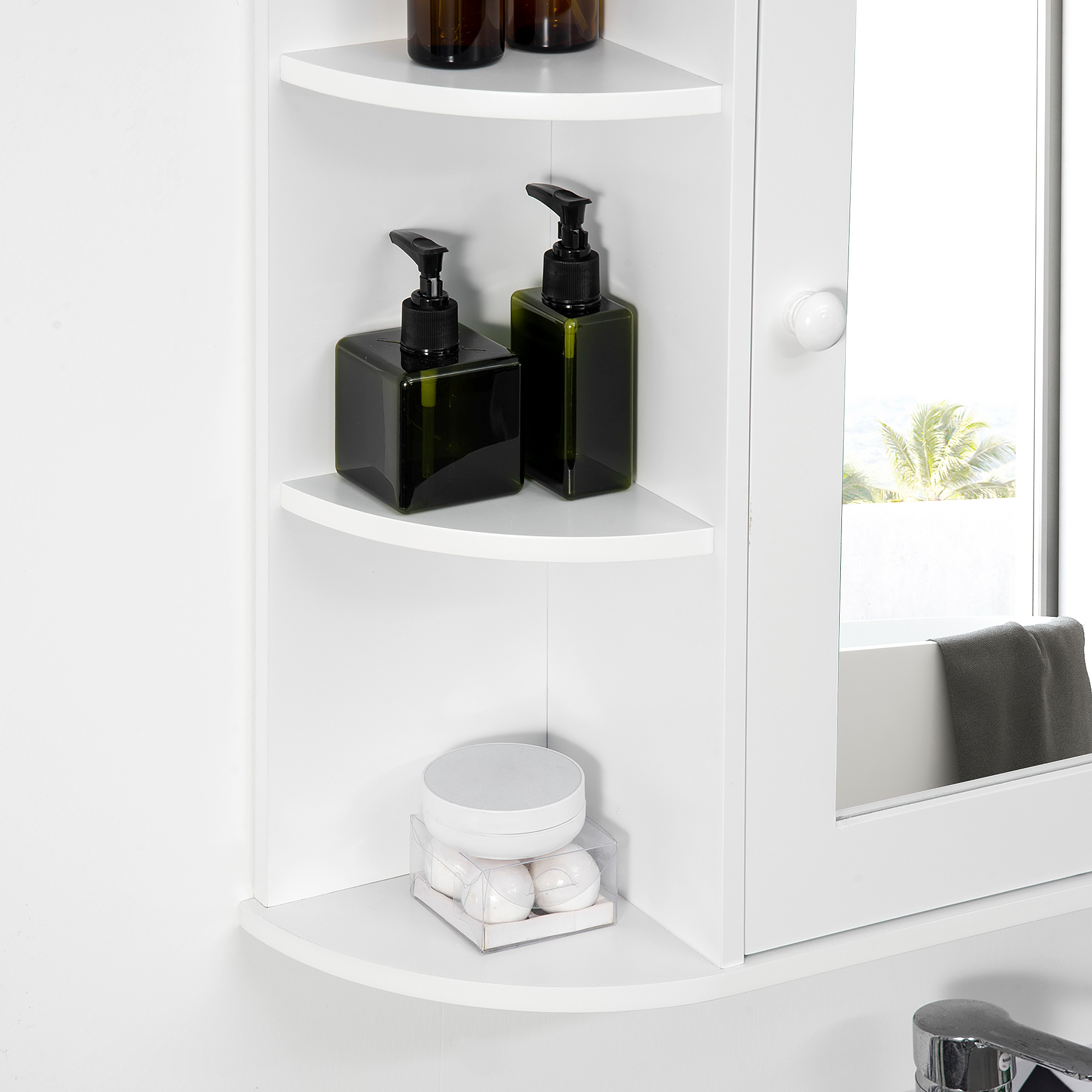 HOMCOM Bathroom Storage Cabinet Over-the-Sink Organizer with Mirrored Door White | Aosom.com 6
