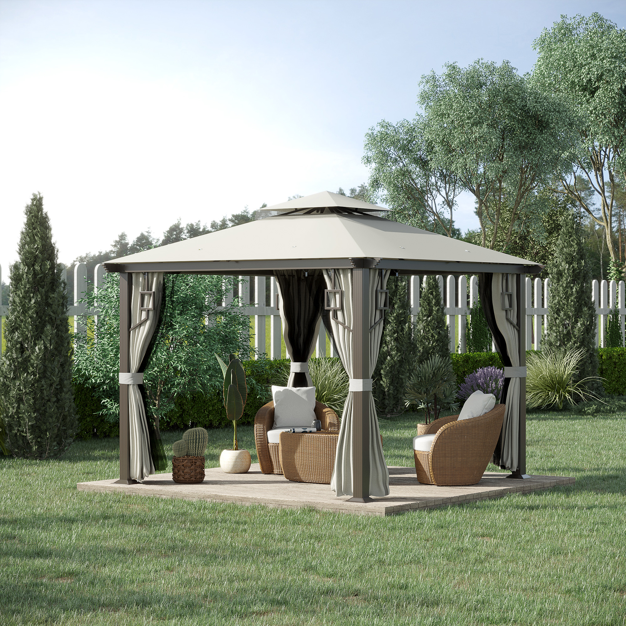 Outsunny 10' x 10' Patio Gazebo Outdoor Canopy Shelter with