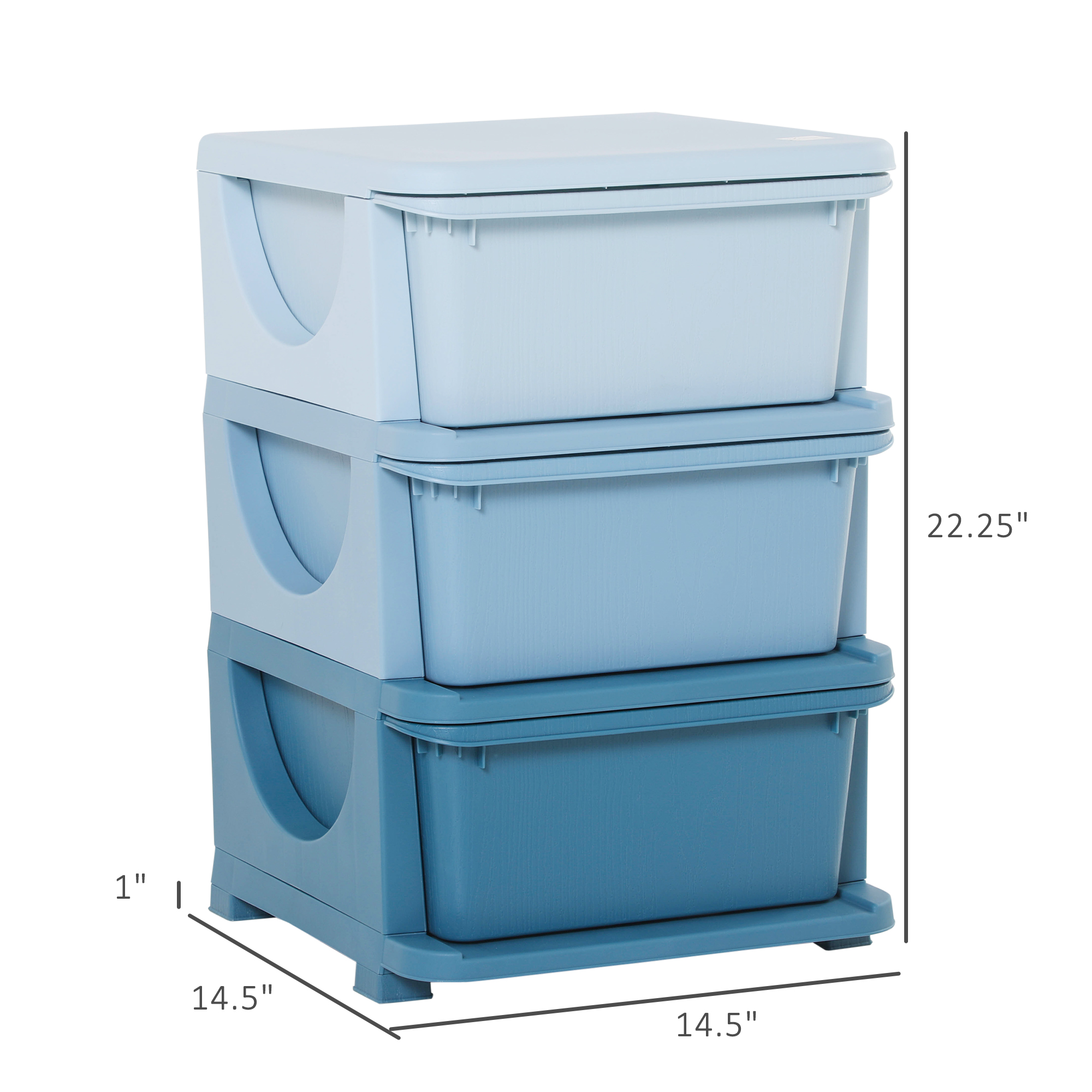 Qaba 3 Tier Kids Toy Storage Organizer with Drawers, Blue, Chest for Bedroom, Kindergarten, Living Room, for Boys and Girls | Aosom.com 1