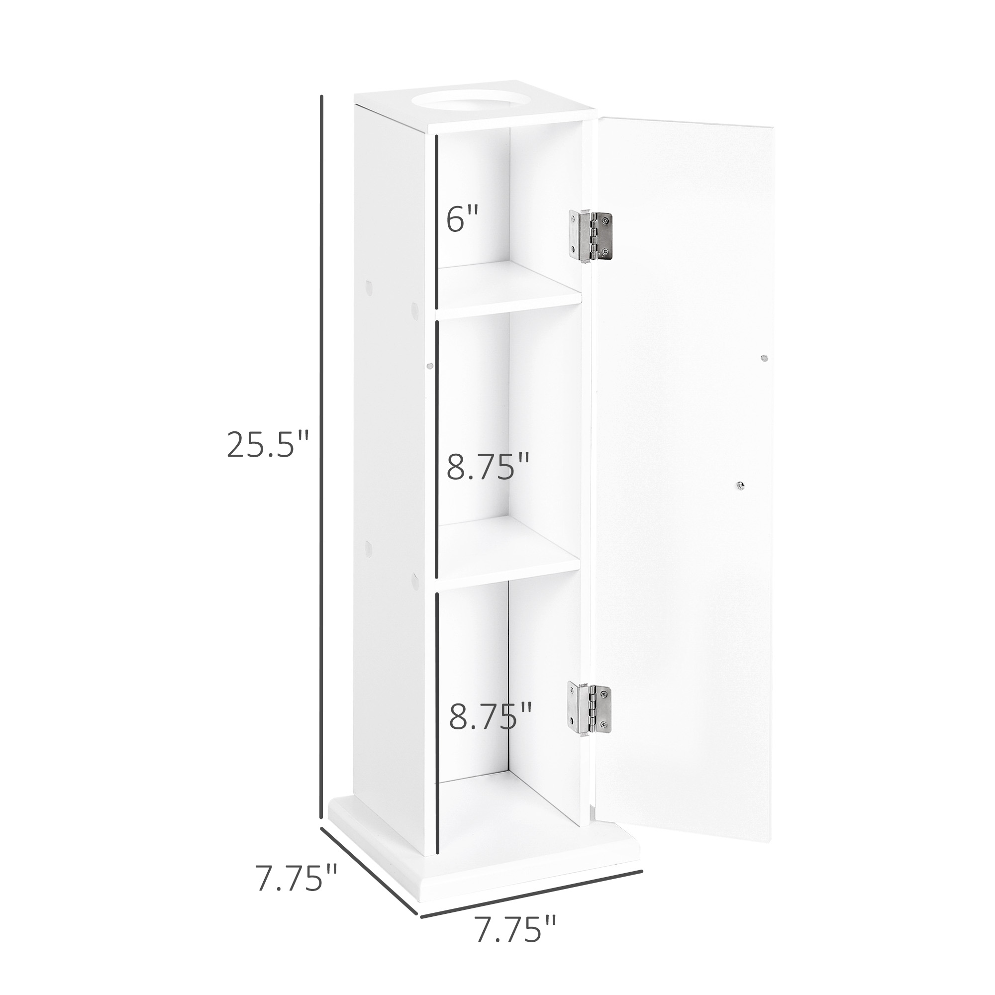 HOMCOM Toilet Paper Storage Cabinet 26 Narrow Bathroom Organizer Floor Standing White | Aosom.com 1