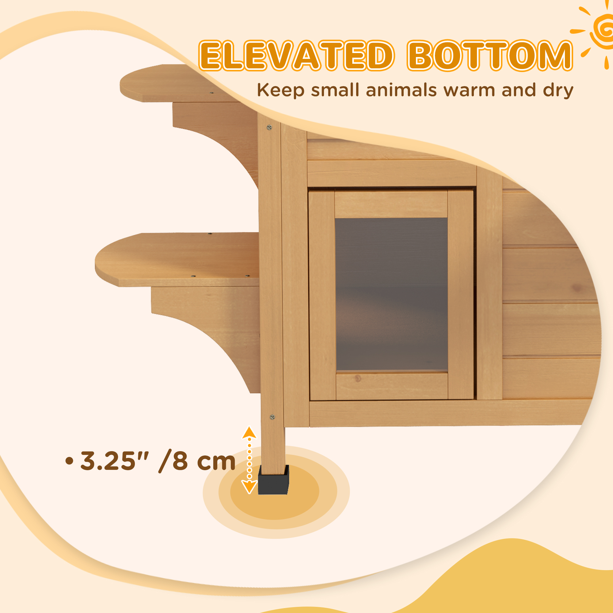 PawHut Solid Wood Cat House 2-Stories with Tons of Room Waterproof