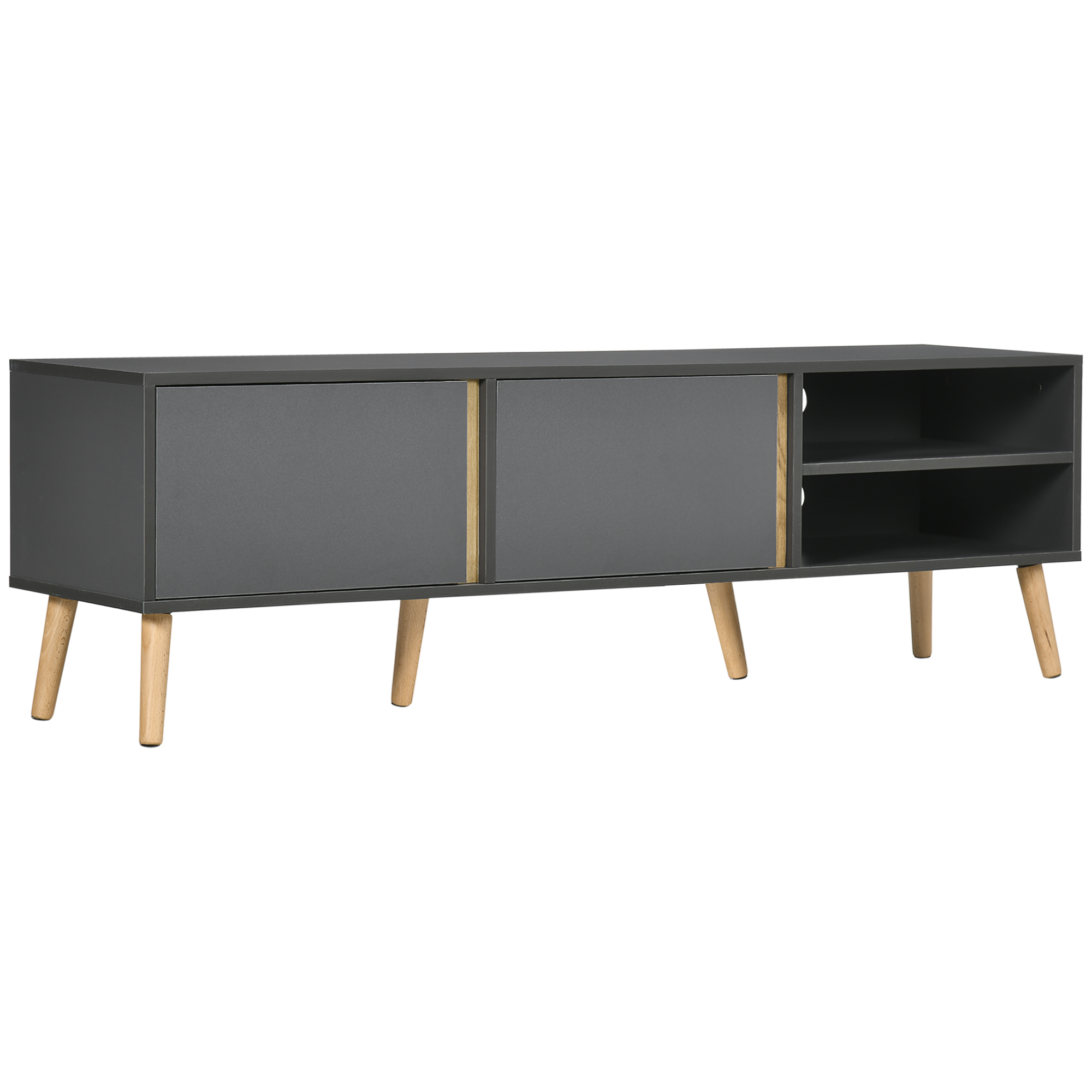 TV Organizer Unit with Shelves and Cable Holes, TV Stand for TVs up to 55", Entertainment Unit for Living Room, Dark Grey 1