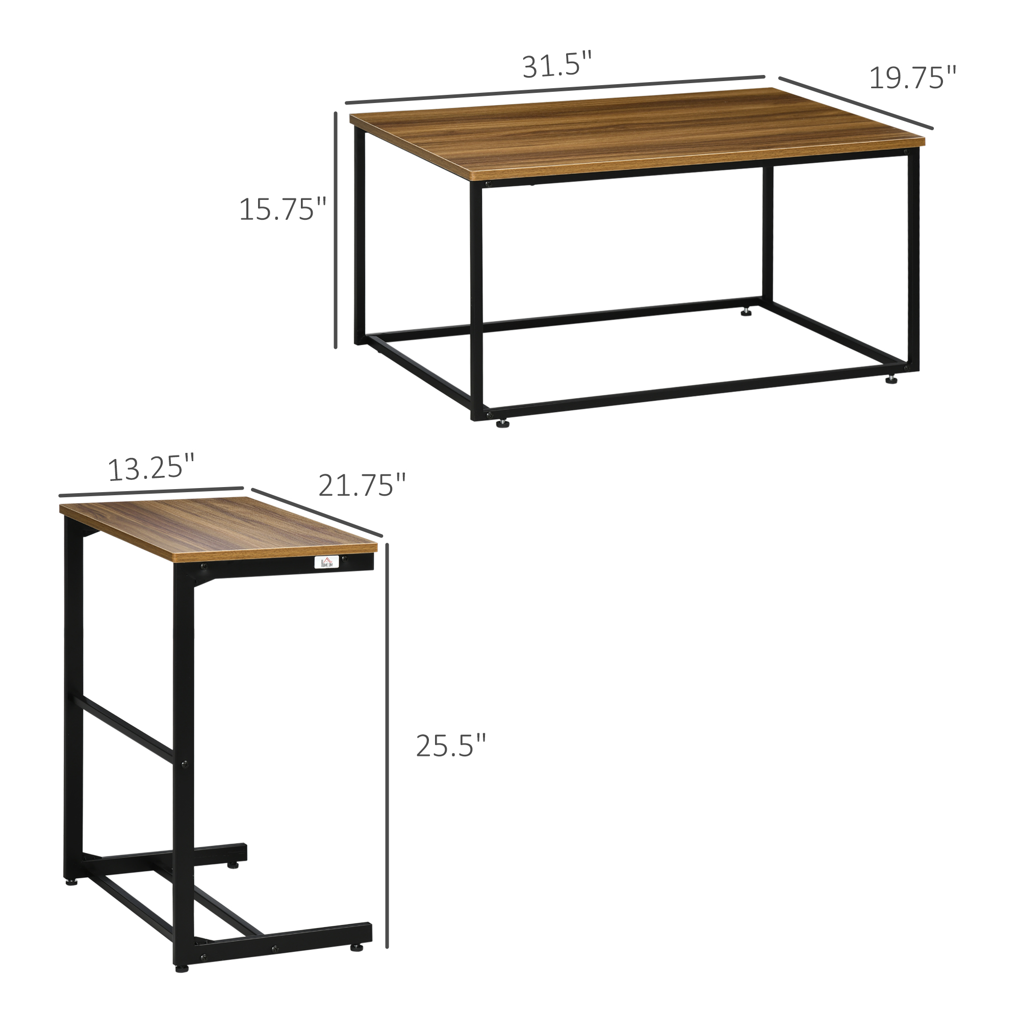 HOMCOM Nesting Tables Set of 2 Industrial Style Metal Frame Living Room | Aosom.com 1