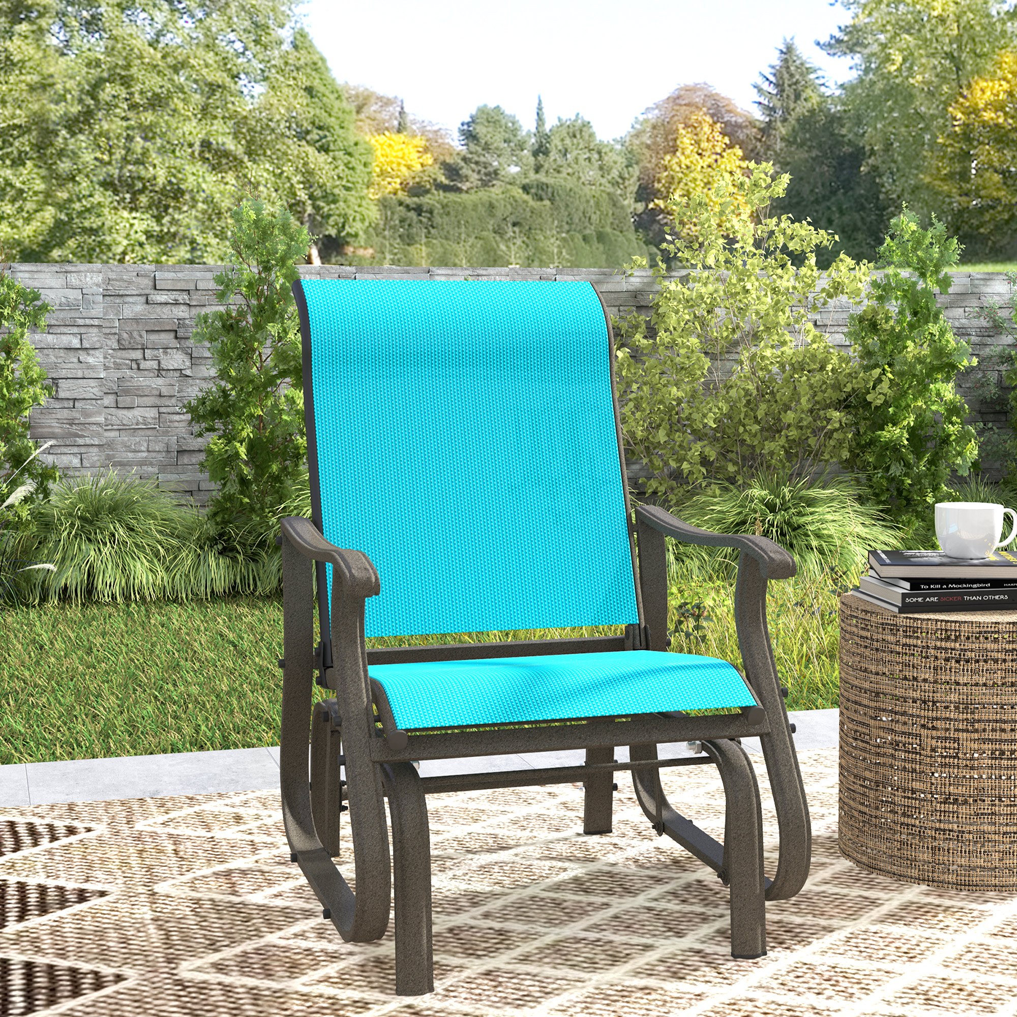 【N15135】sunny Outsunny Outdoor Glider Chair Patio Glider Swing Chair with Mesh