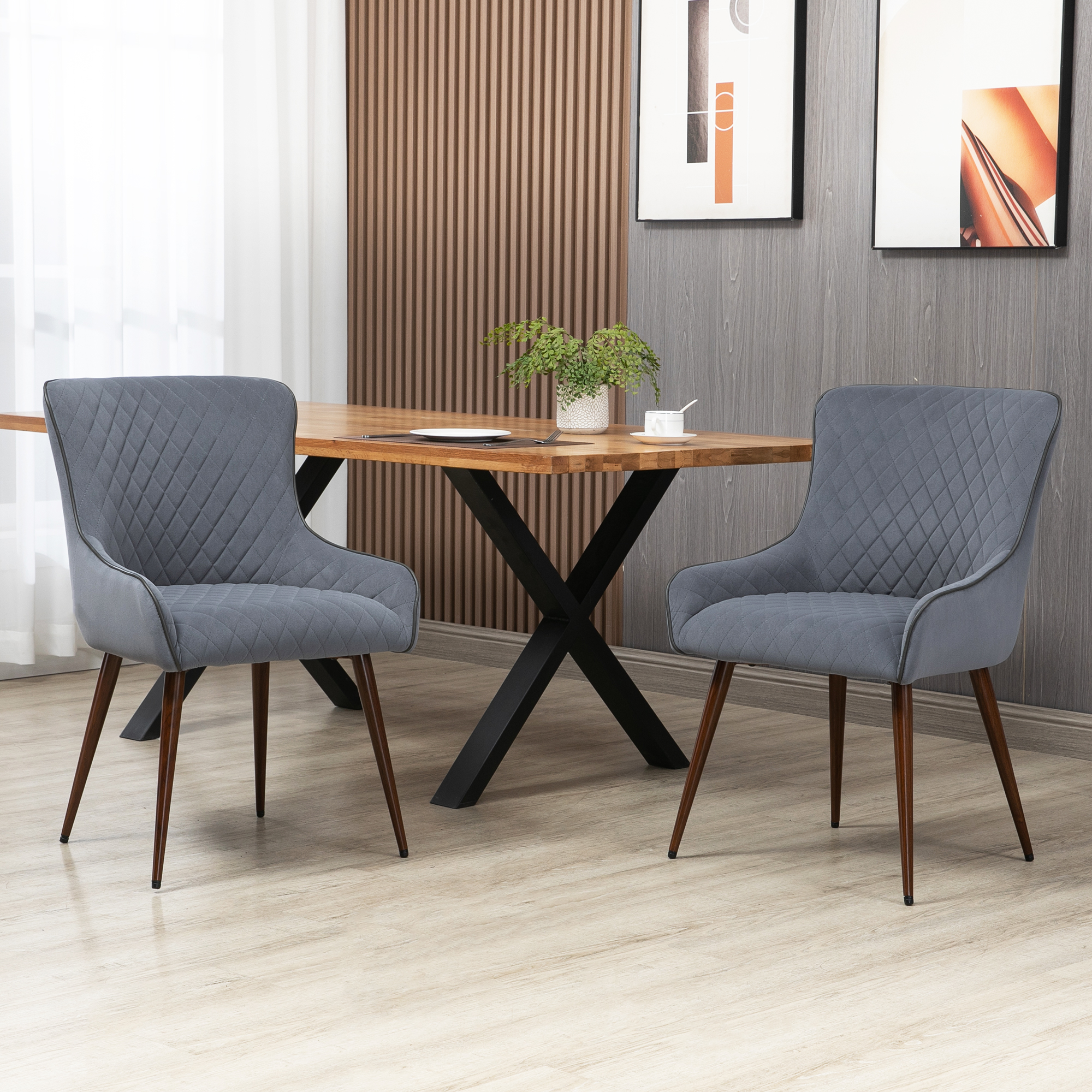 HOMCOM Dining Chairs Set of 2, Modern Wingback Kitchen Chairs with ...