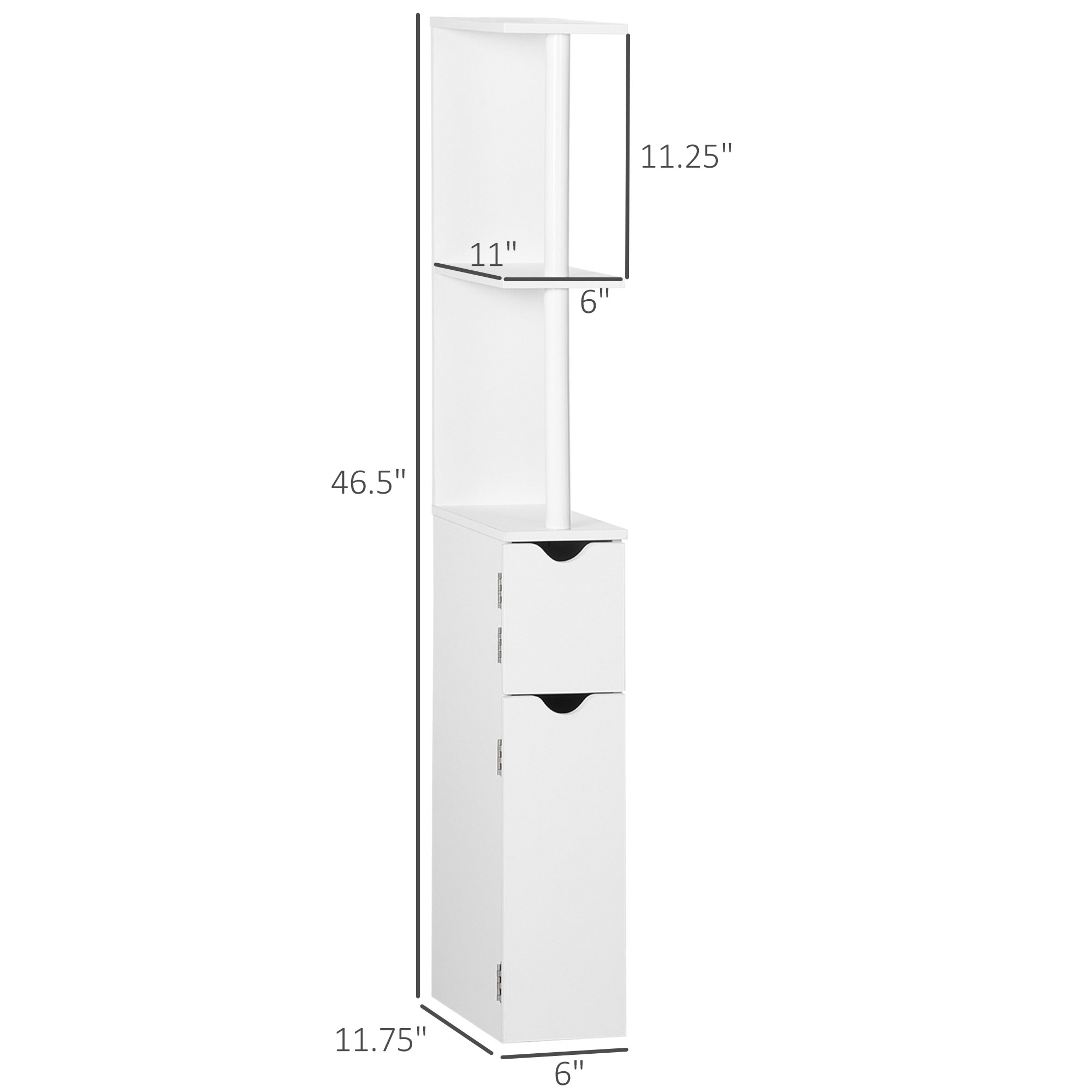 kleankin Tall Bathroom Cabinet Modern Storage 2 Open Shelves 2 Door Cabinets Freestanding Linen Tower White | Aosom.com 1