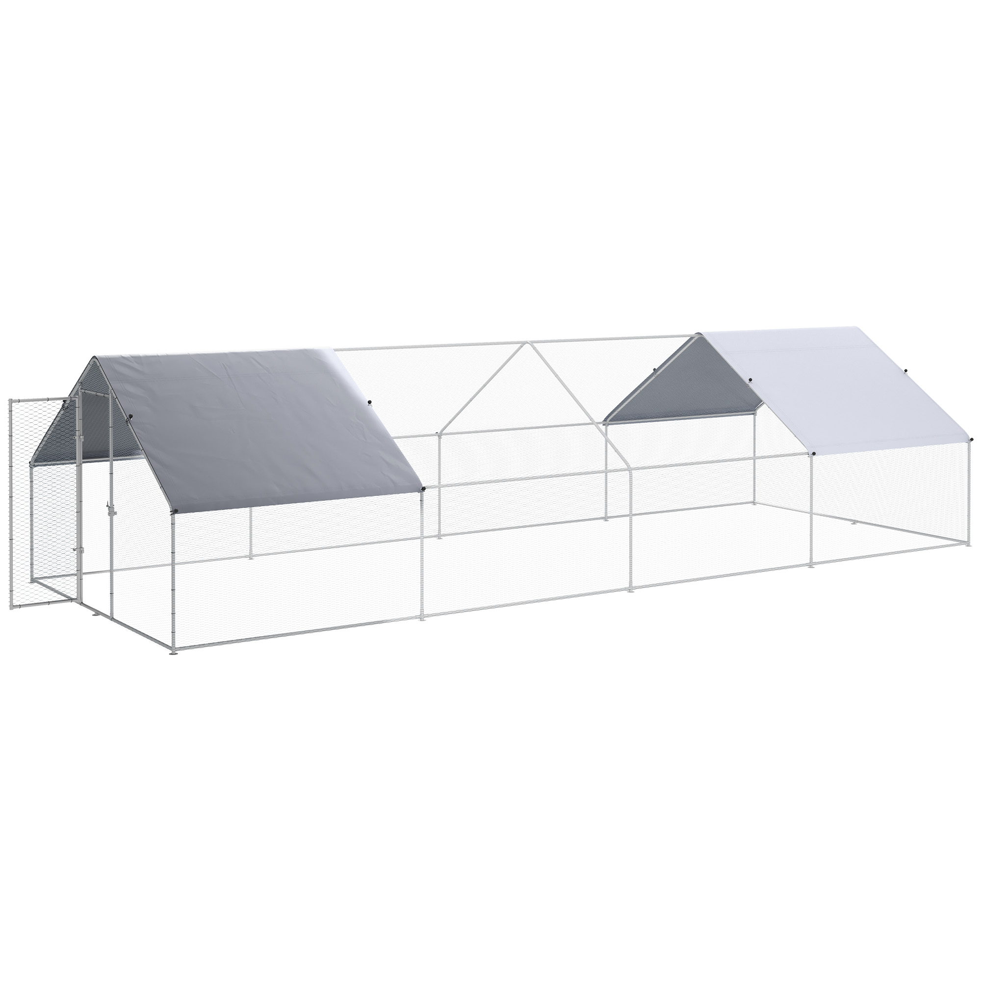 MACO  PawHut Galvanized Large Metal Chicken Coop Cage Water