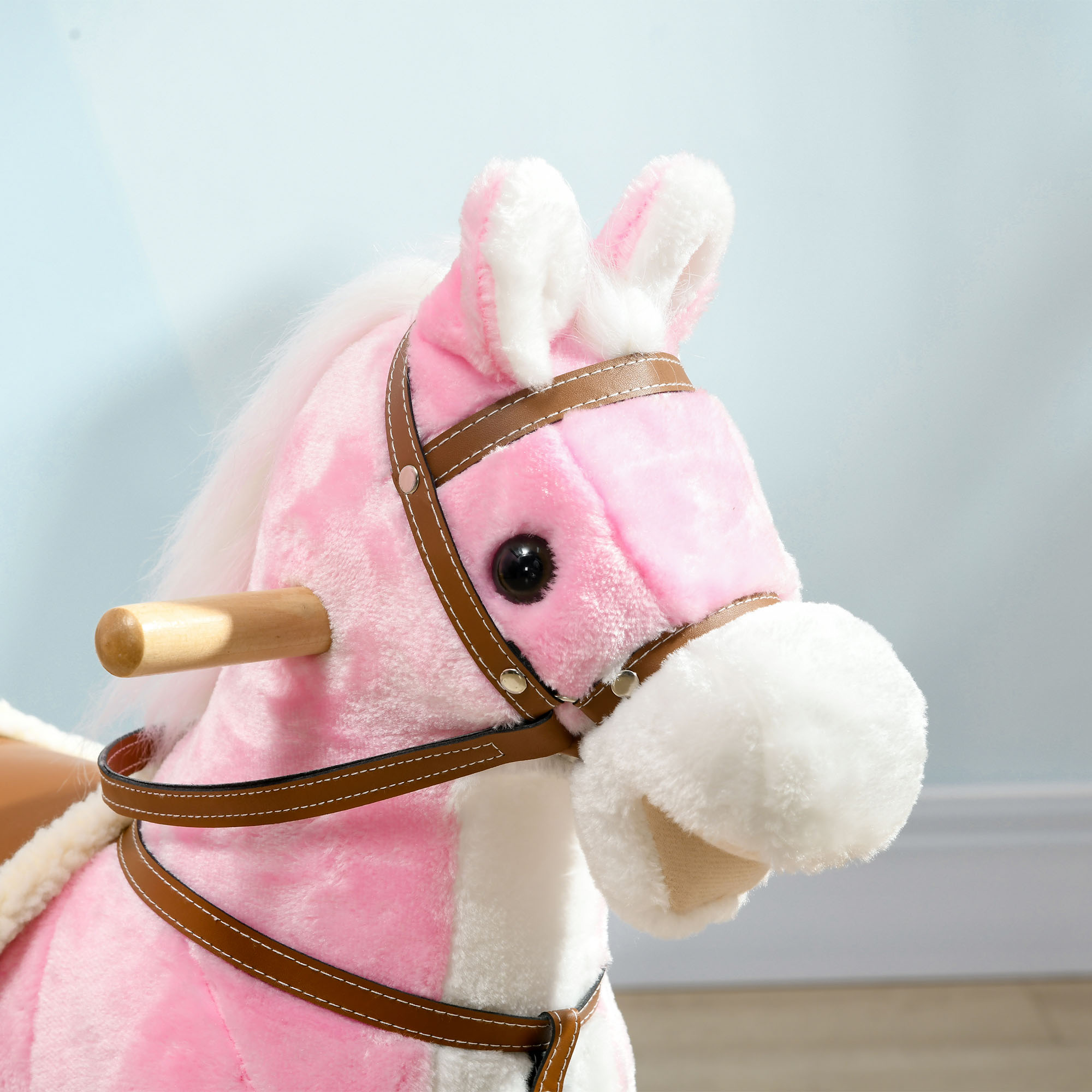 Qaba Rocking Horse Toddler Ride On Horse with Sound Saddle, Pink