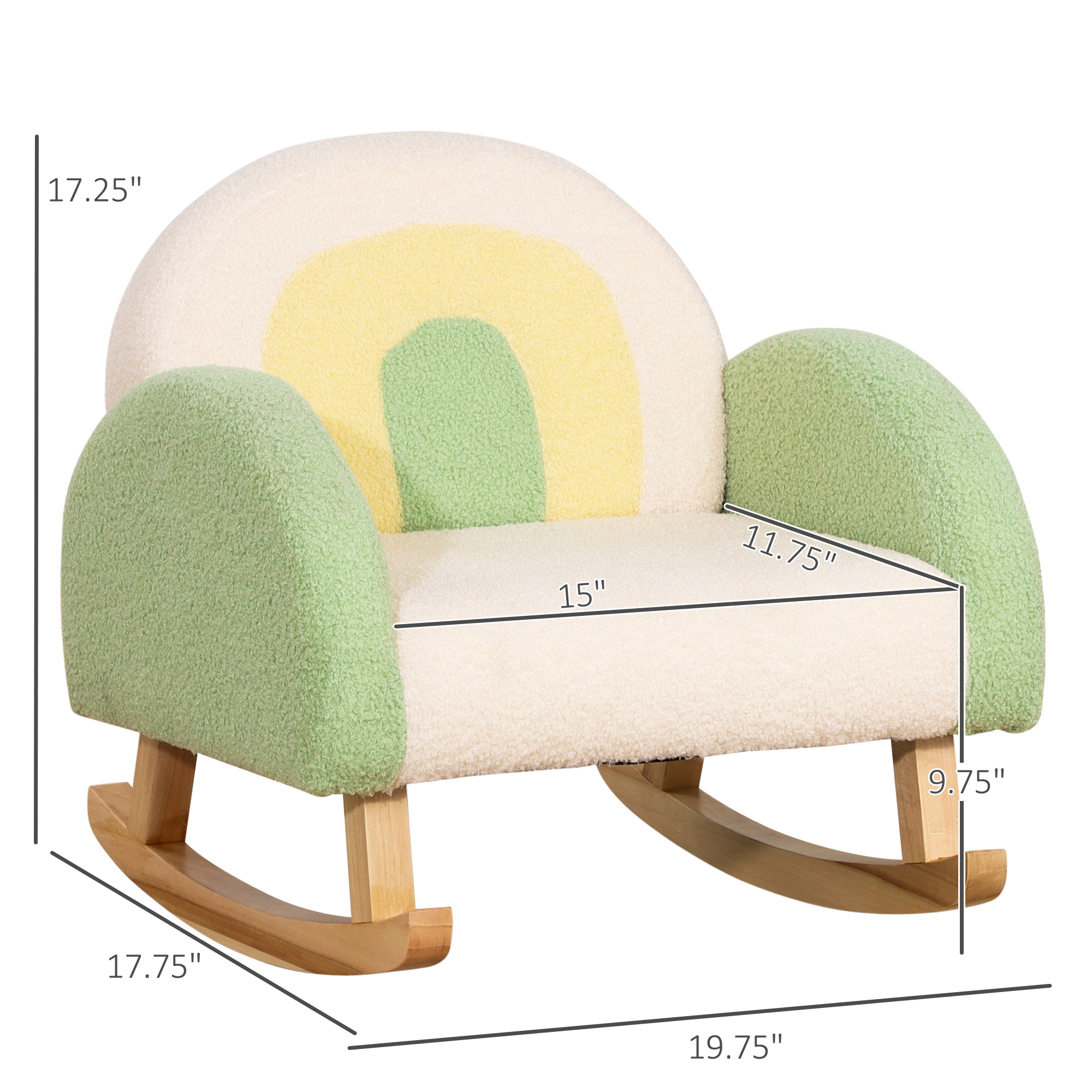Qaba Green Rocking Sofa Chair for Kids Comfortable Toddler Lounge Chair for Ages 3-5 Perfect Gift | Aosom.com 1