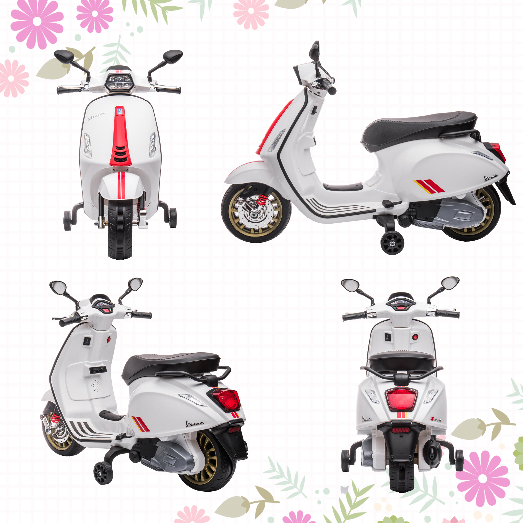 Qaba Vespa Licensed Kids Motorcycle 6V Toddler Motorcycle with
