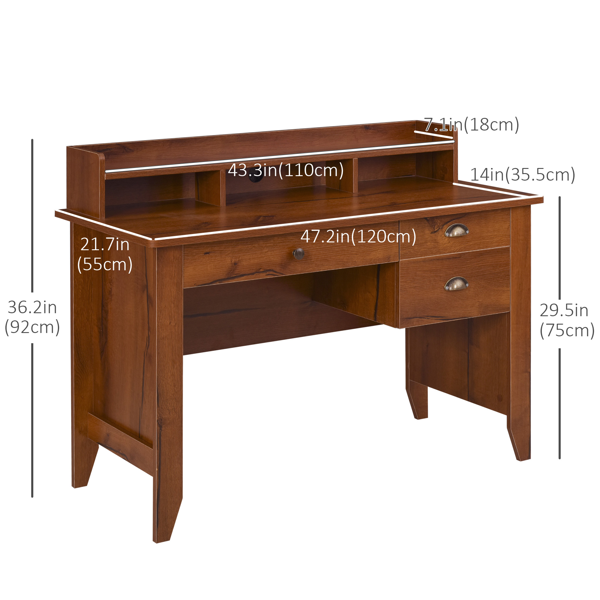 Happyhome　0716 HOMCOM Computer Desk with Drawer, Storage Hutch, Home Office