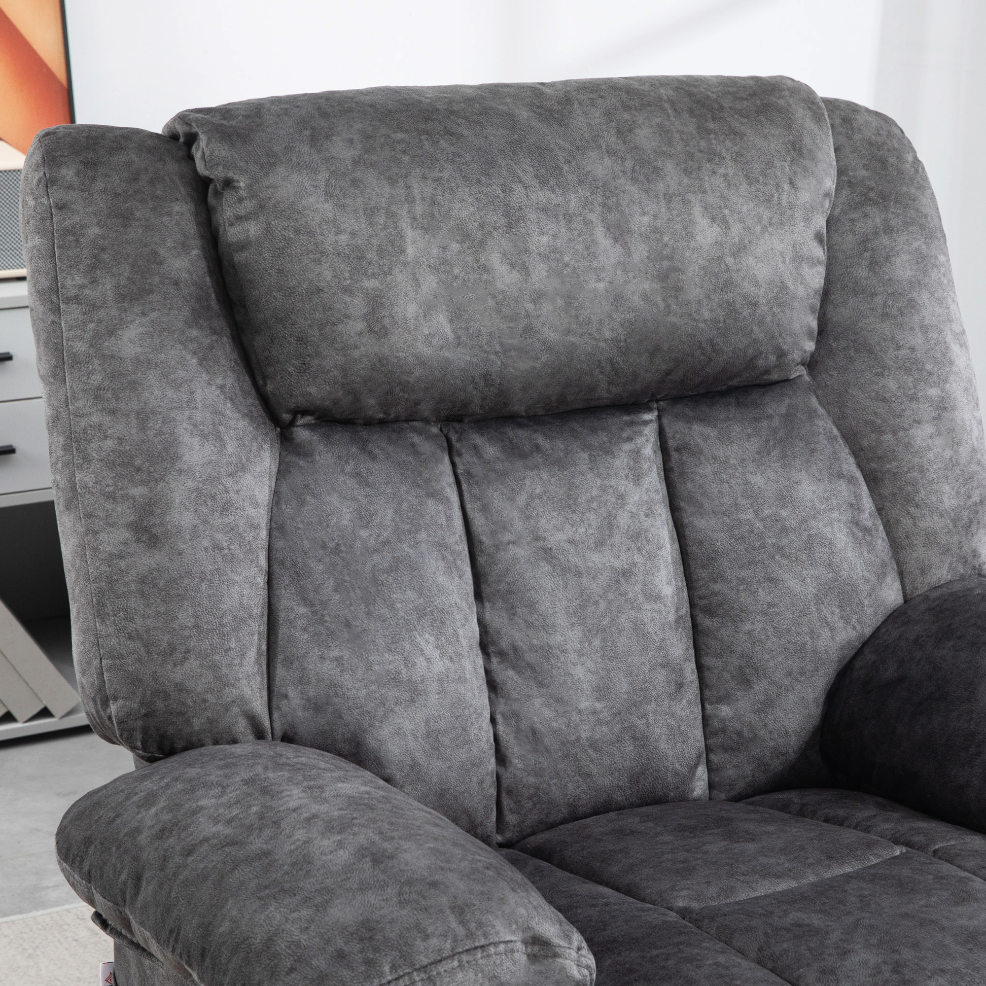 HOMCOM Fabric Swivel Rocker Recliner Chair Charcoal Gray with Footrest Side Pockets for Nursery | Aosom.com 7