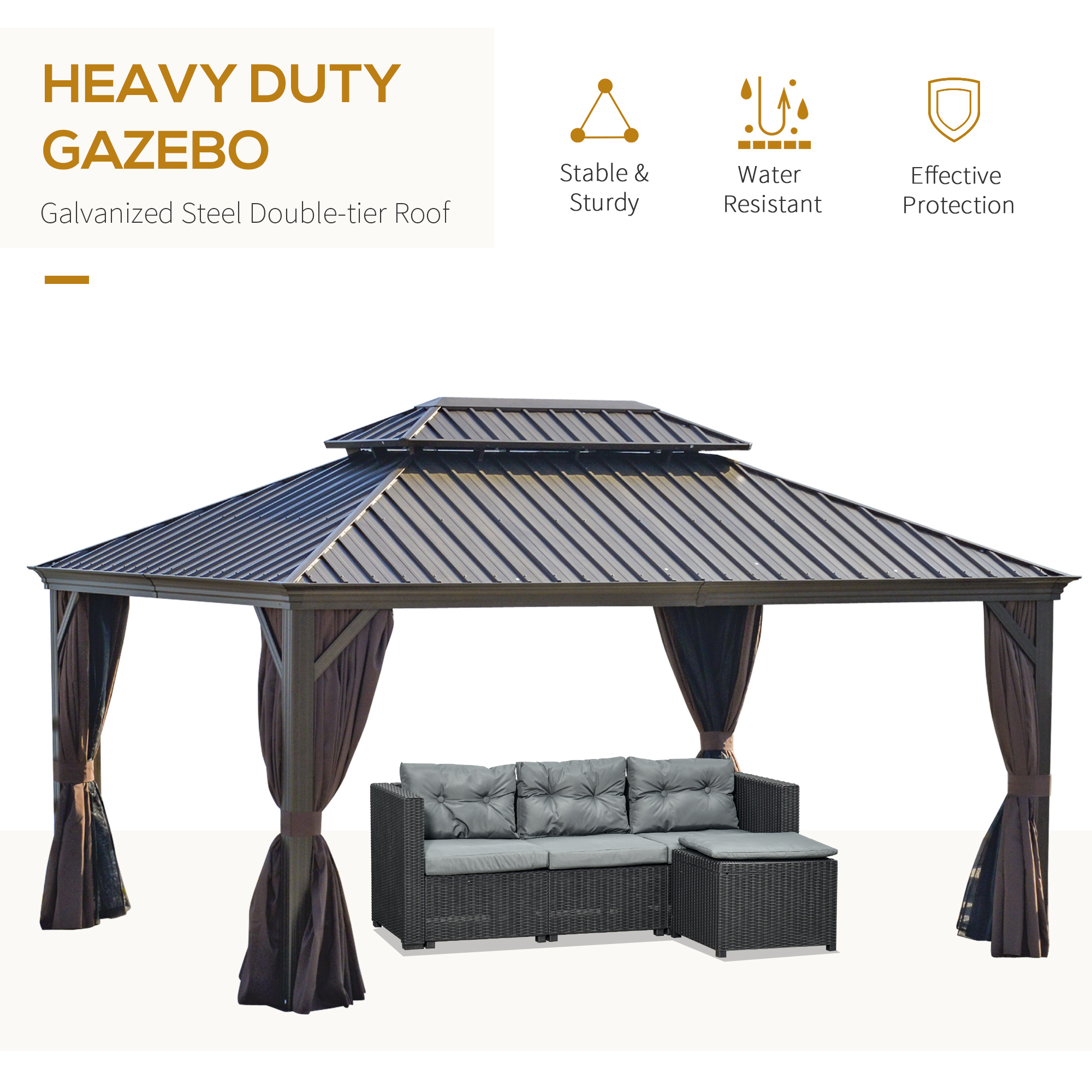 ENSOWA♡.* Outsunny 12x16 Hardtop Gazebo with Aluminum Frame, Permanent