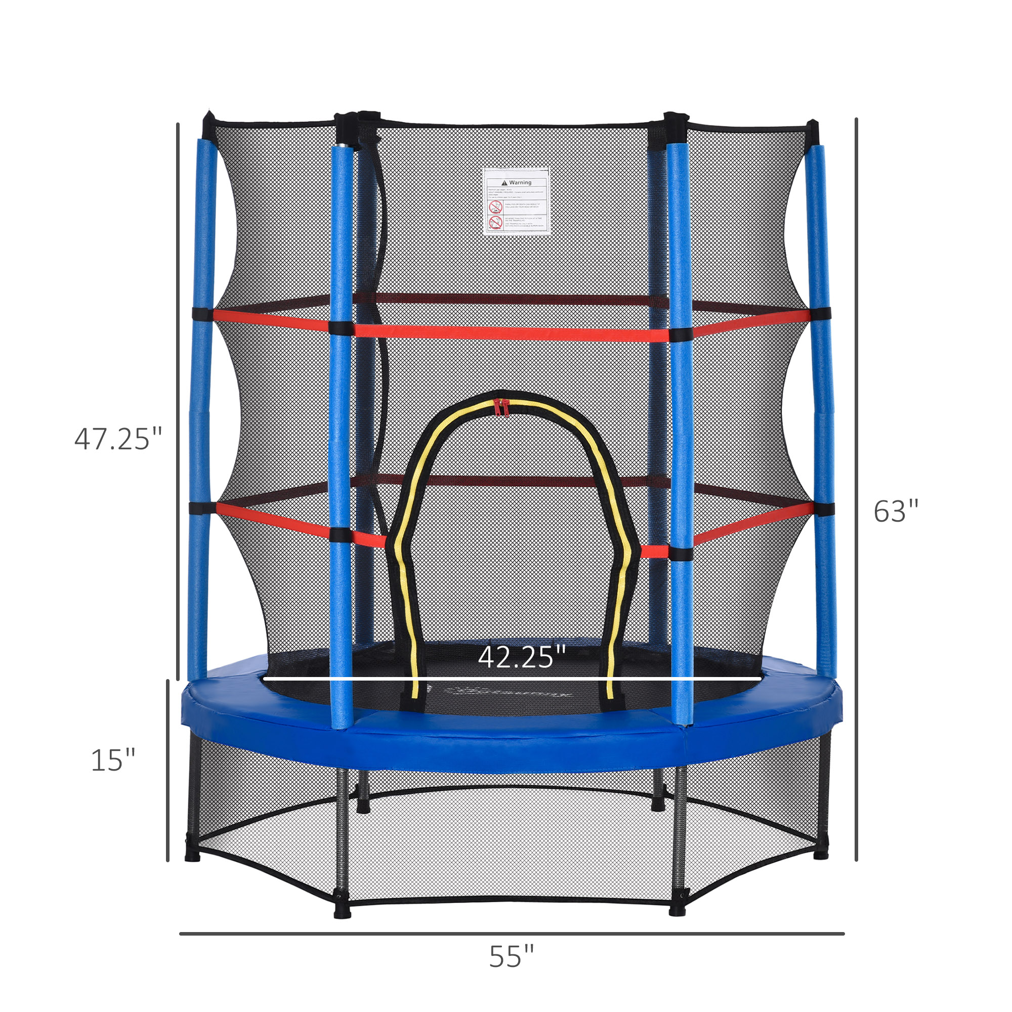 Outsunny 4.5FT Kids Trampoline, Blue, with Safety Enclosure Net and Springless Design, Steel Frame, for Ages 3 to 6 | Aosom.com 1