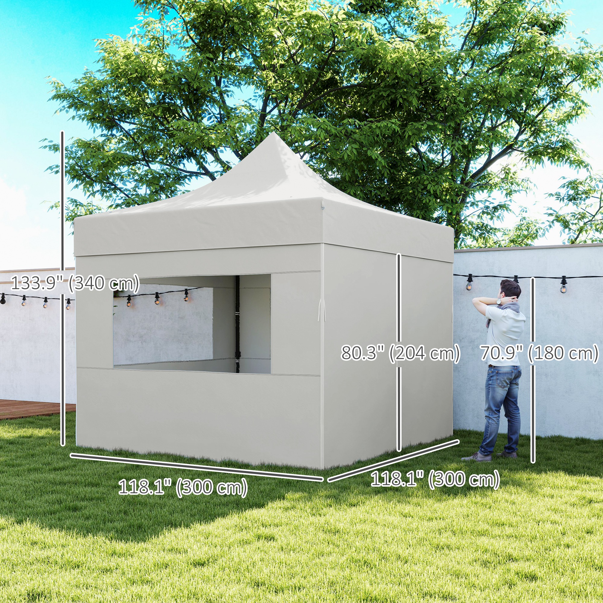 Outsunny 10' x 10' Pop Up Canopy Tent with Sidewalls, Instant Sun