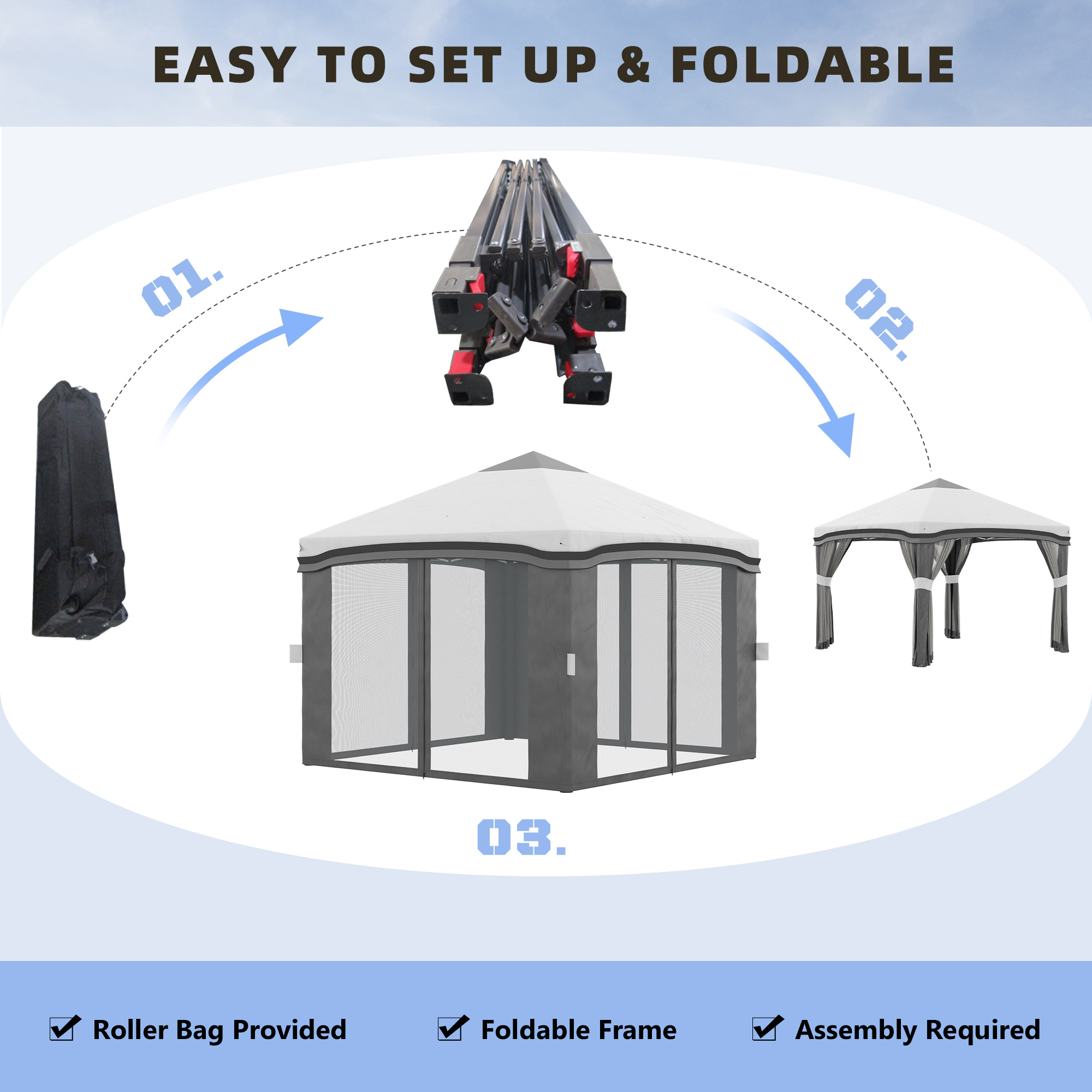 U10シニア Outsunny 10' x 10' Pop Up Canopy with Netting, Foldable