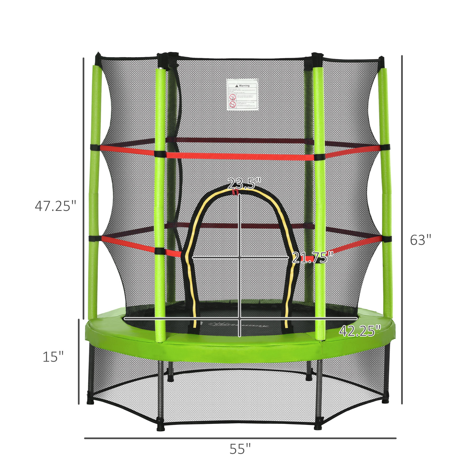 Outsunny 4.5FT Green Kids Trampoline with Safety Enclosure Net, Springless Design, for Ages 3 to 6 | Aosom.com 1