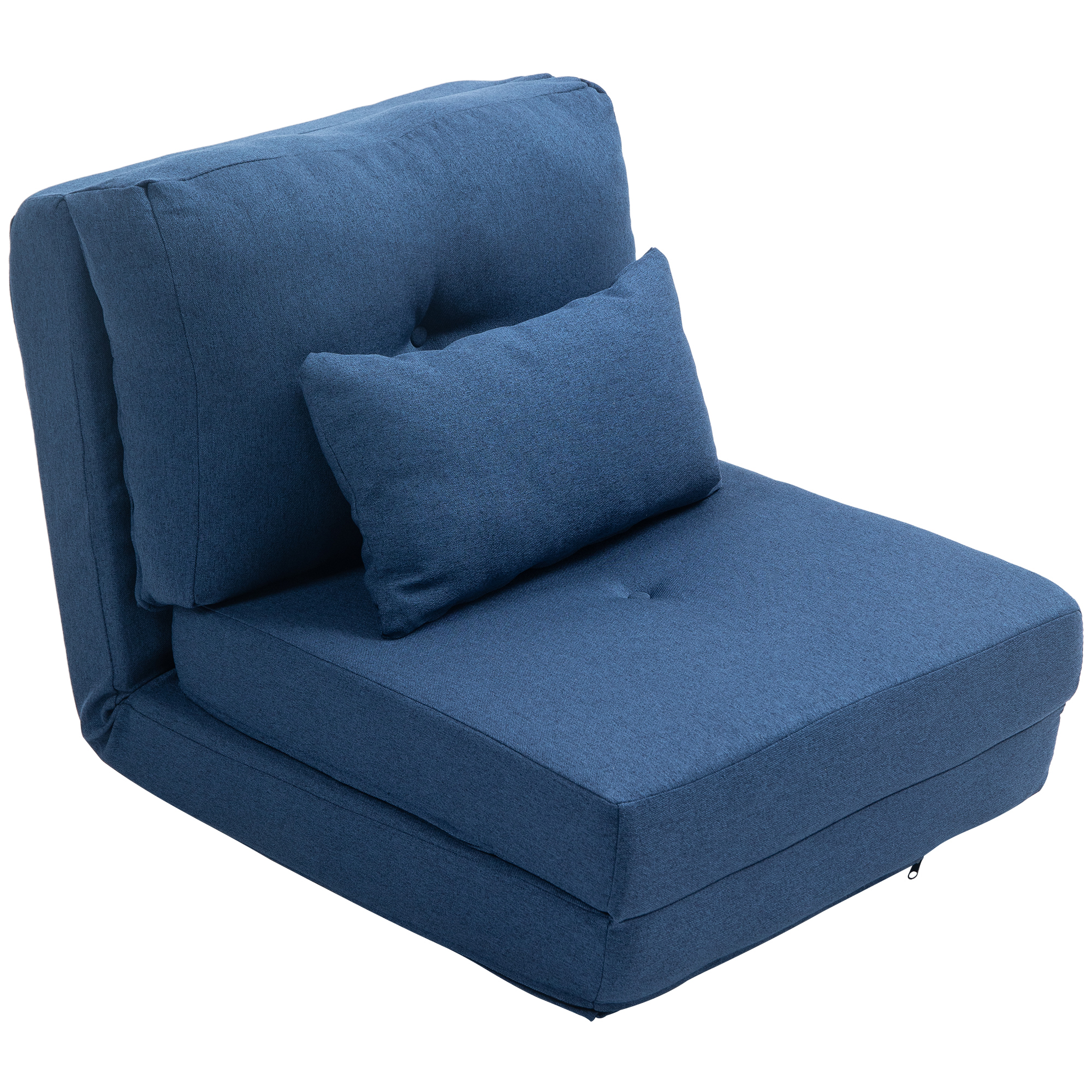 HOMCOM Floor Chair, Convertible Floor Sofa Bed, Folding Upholstered Couch Bed with Adjustable Backrest, Dark Blue | Aosom.com